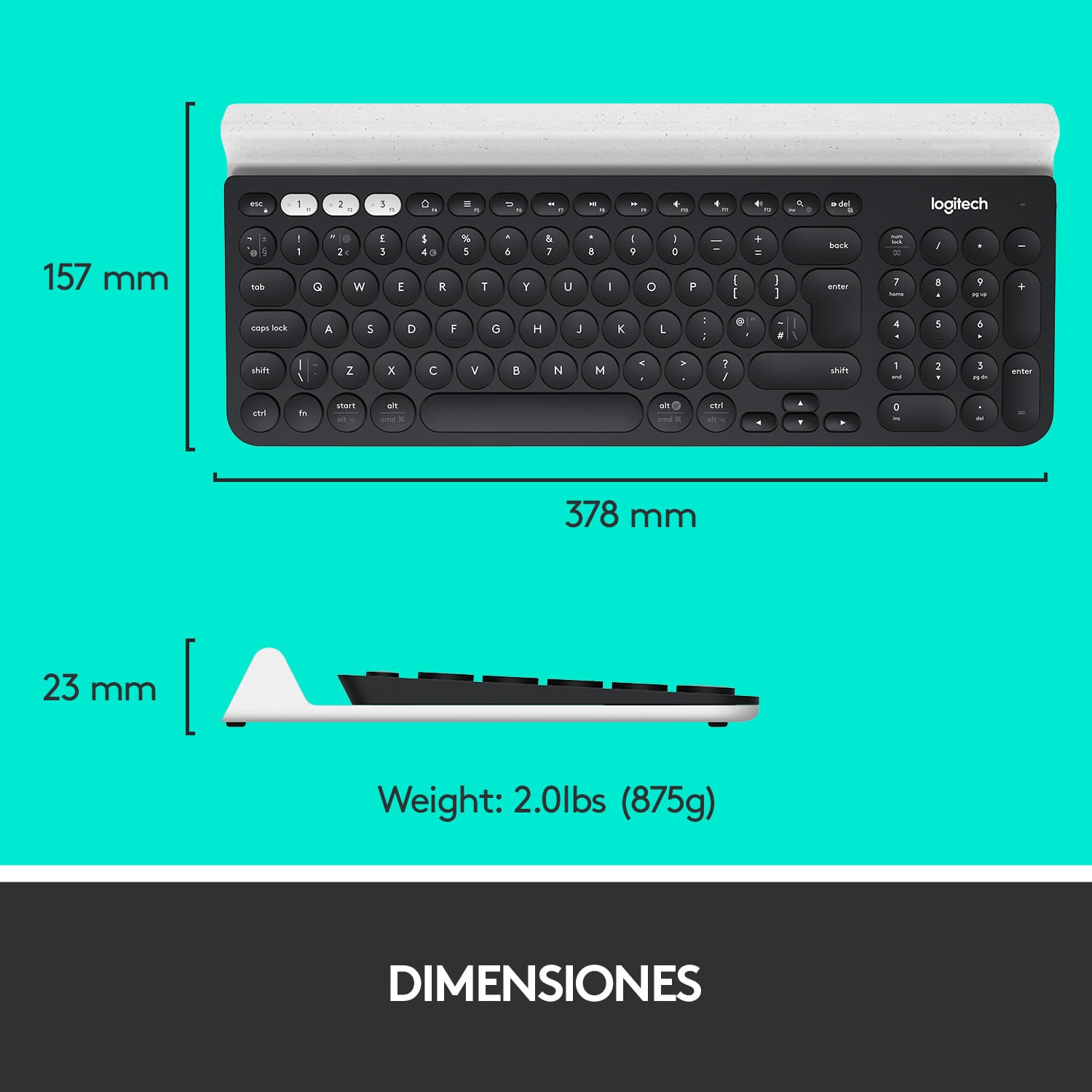Teclado inalámbrico Bluetooth multidispositivo K780 Negro - 7