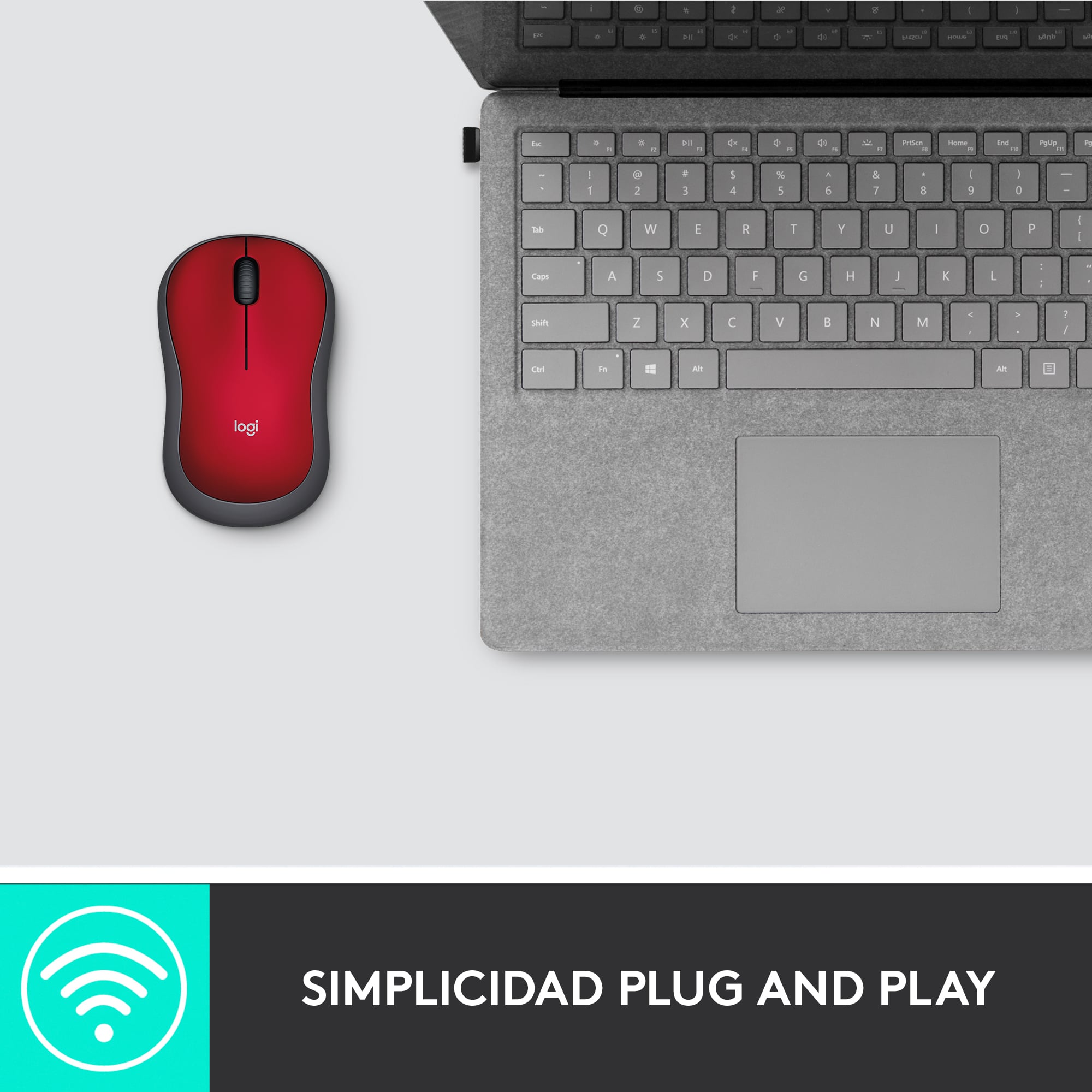 Mouse inalámbrico Logitech M185 Rojo - 7
