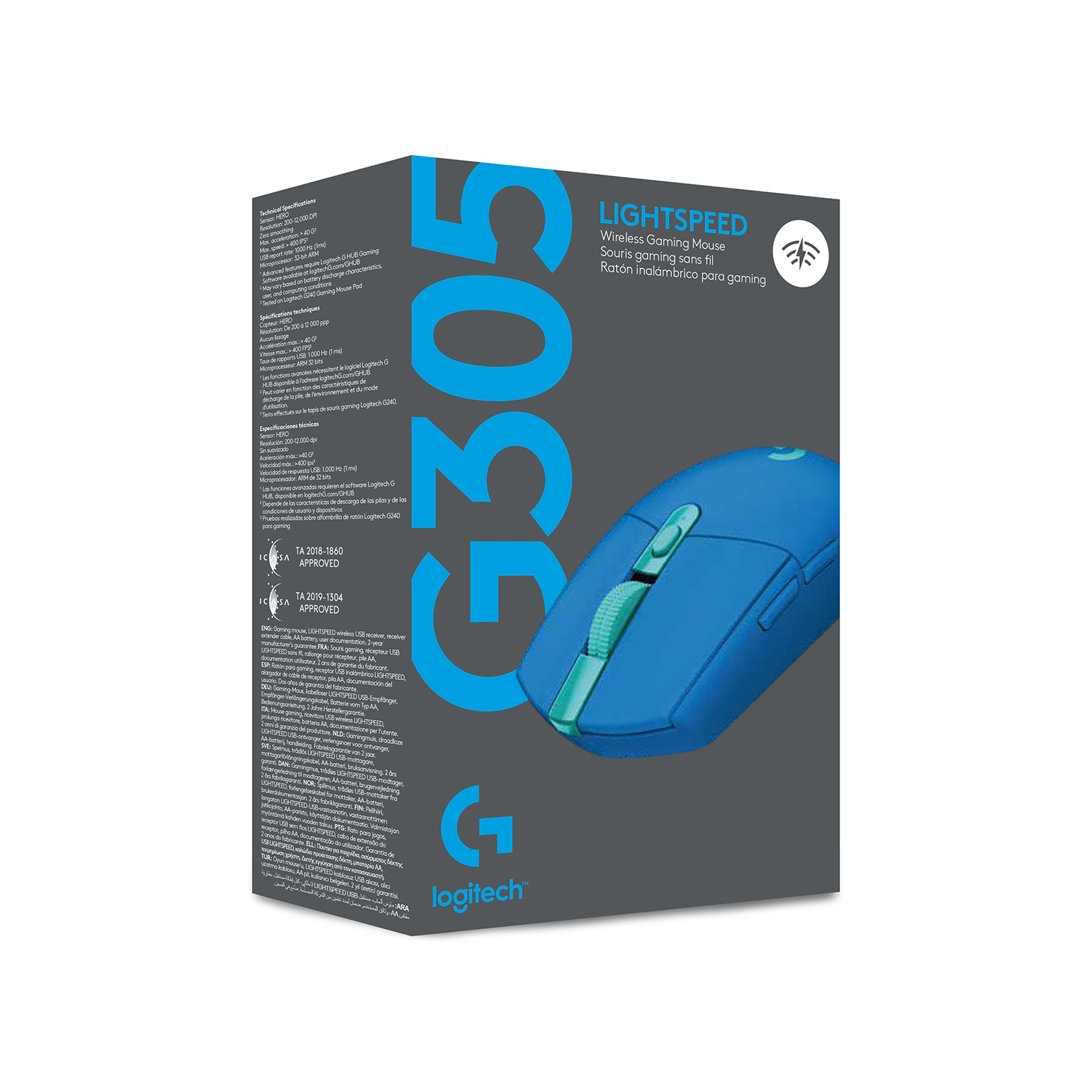Mouse inalámbrico Logitech G305 LIGHTSPEED para gaming Azul - 9