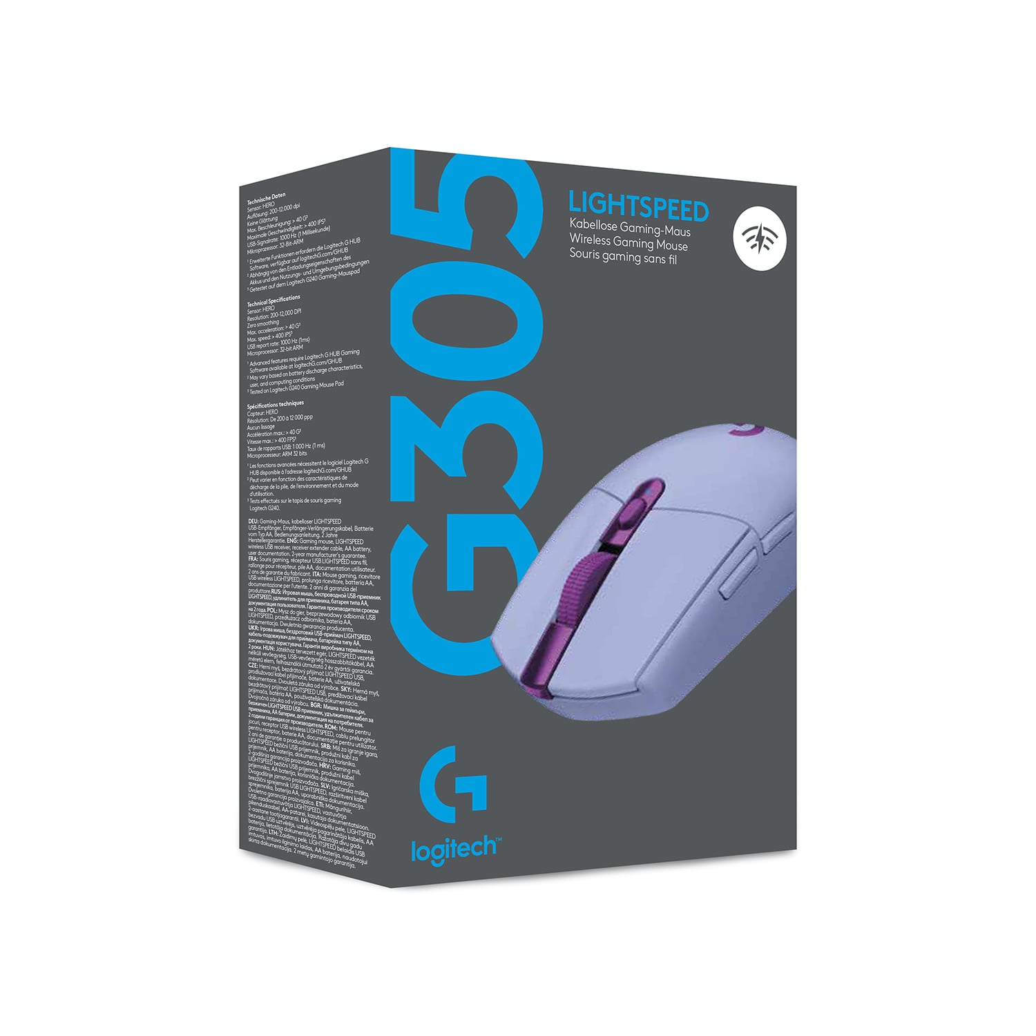 Mouse inalámbrico Logitech G305 LIGHTSPEED para gaming Lila - 9