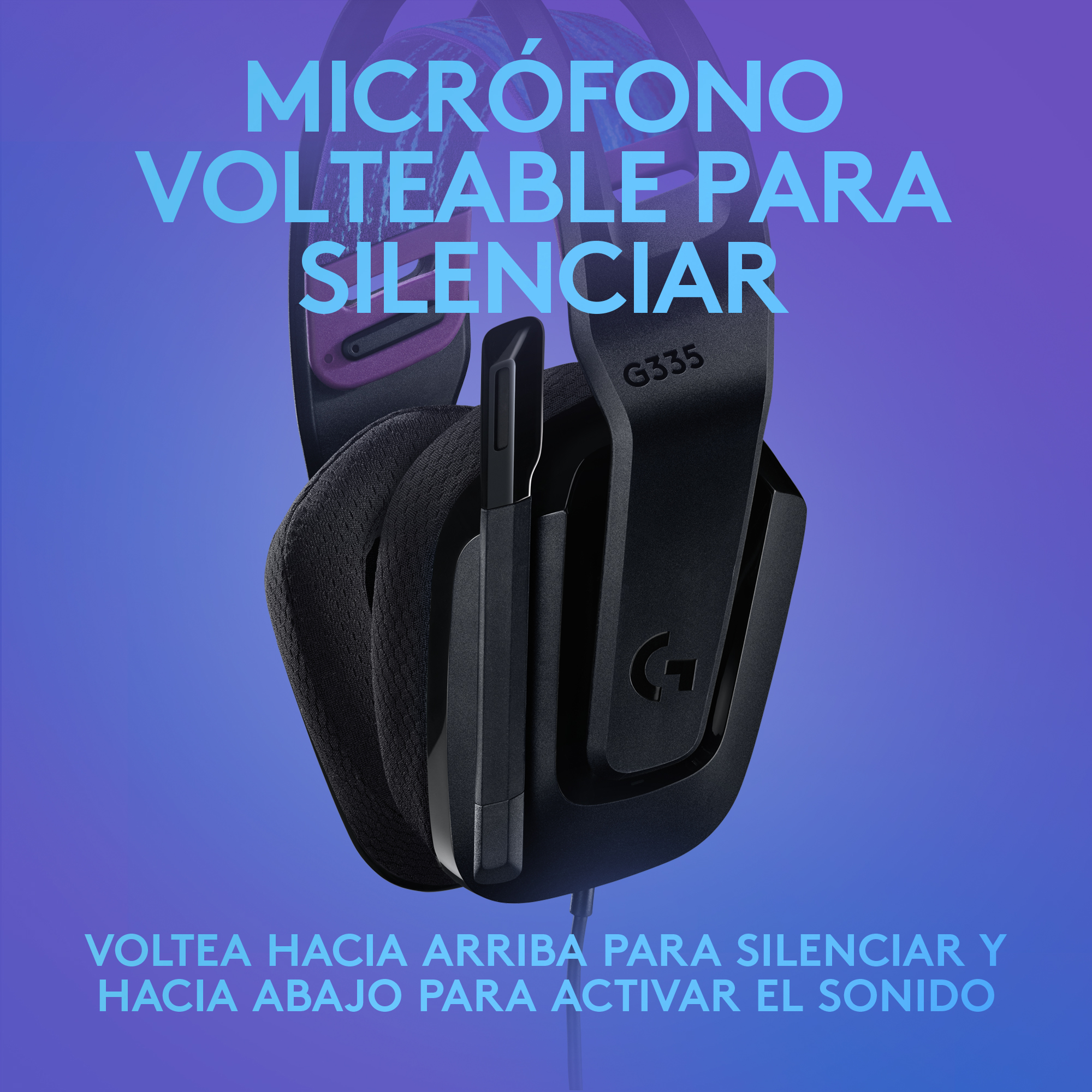Audífonos G335 con micrófono y cable para gaming Negro - 4