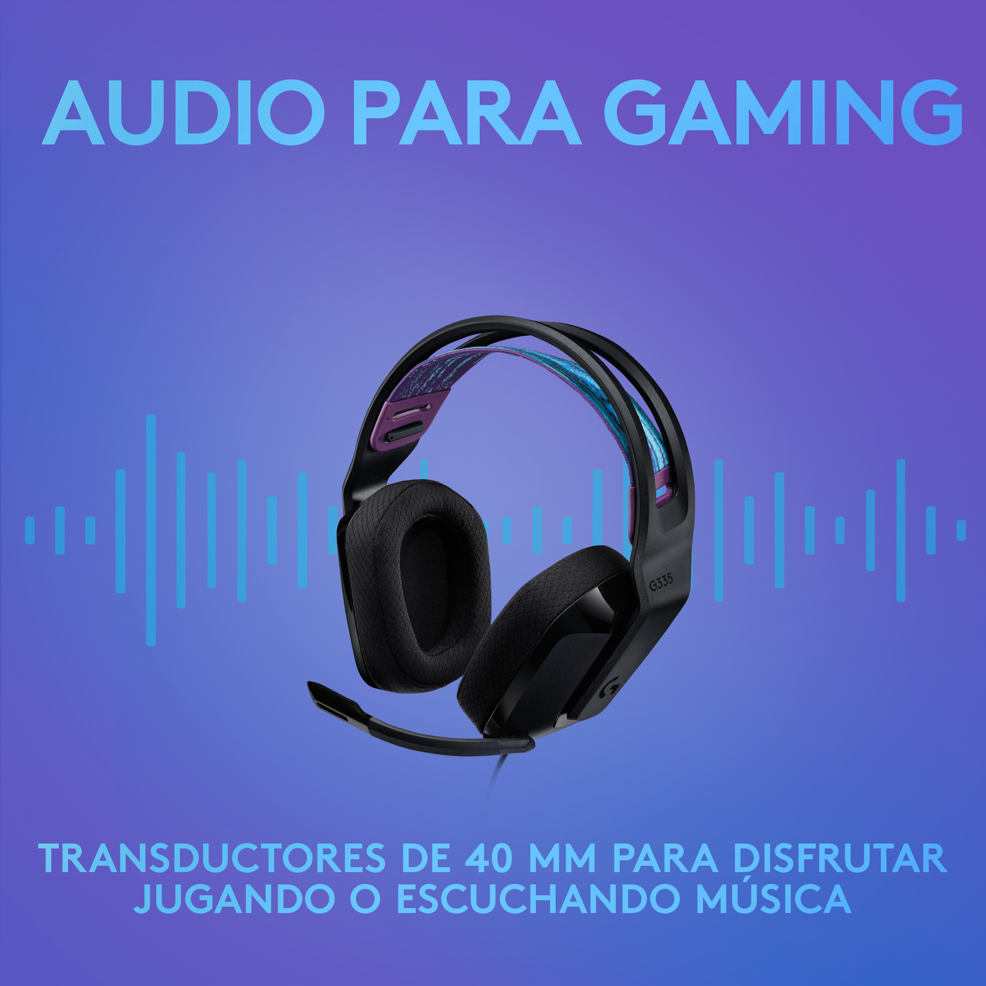 Audífonos G335 con micrófono y cable para gaming Negro - 9