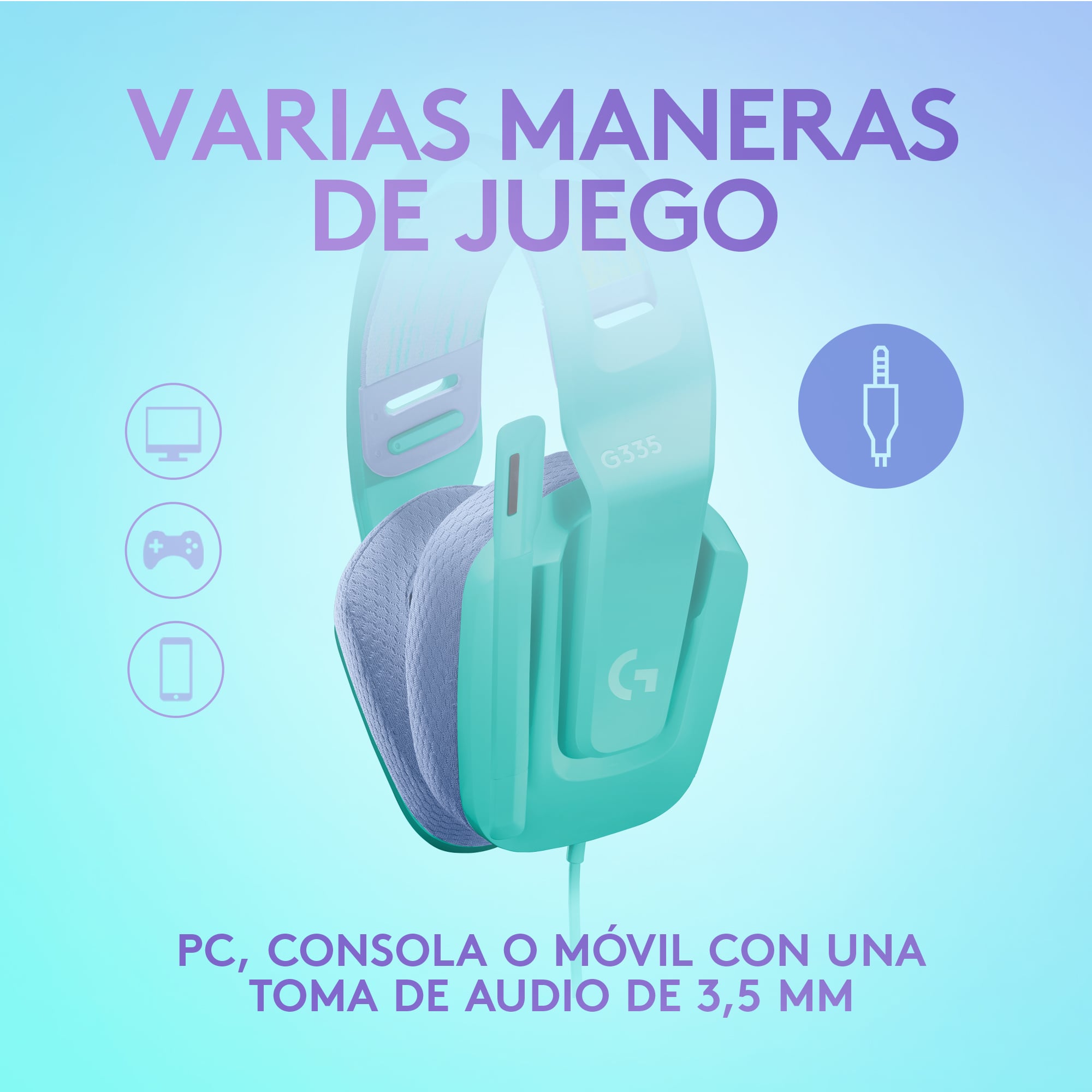 AUDÍFONOS LOGITECH G G335MINT CON MICROFONO G335 MINT - 2