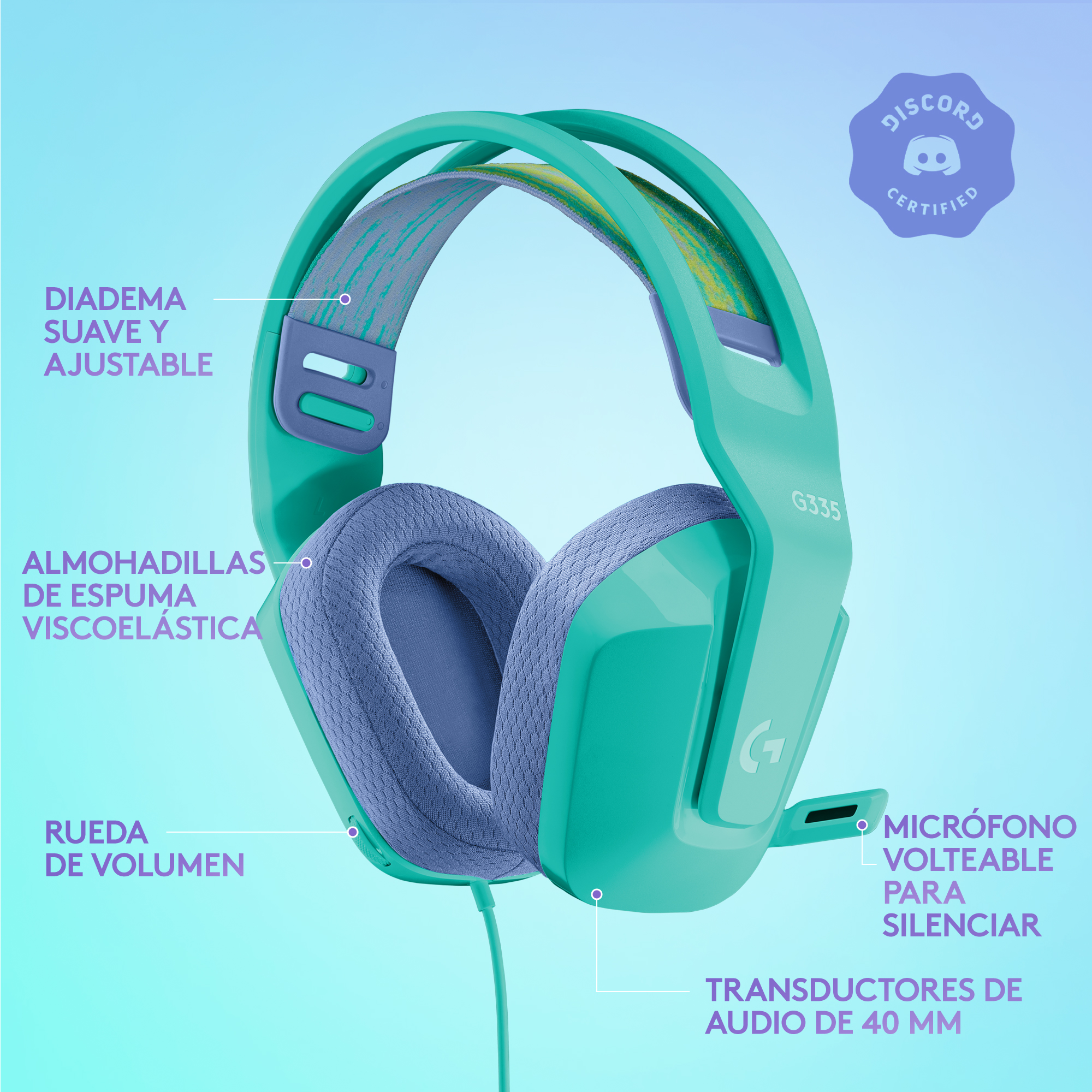 AUDÍFONOS LOGITECH G G335MINT CON MICROFONO G335 MINT - 5