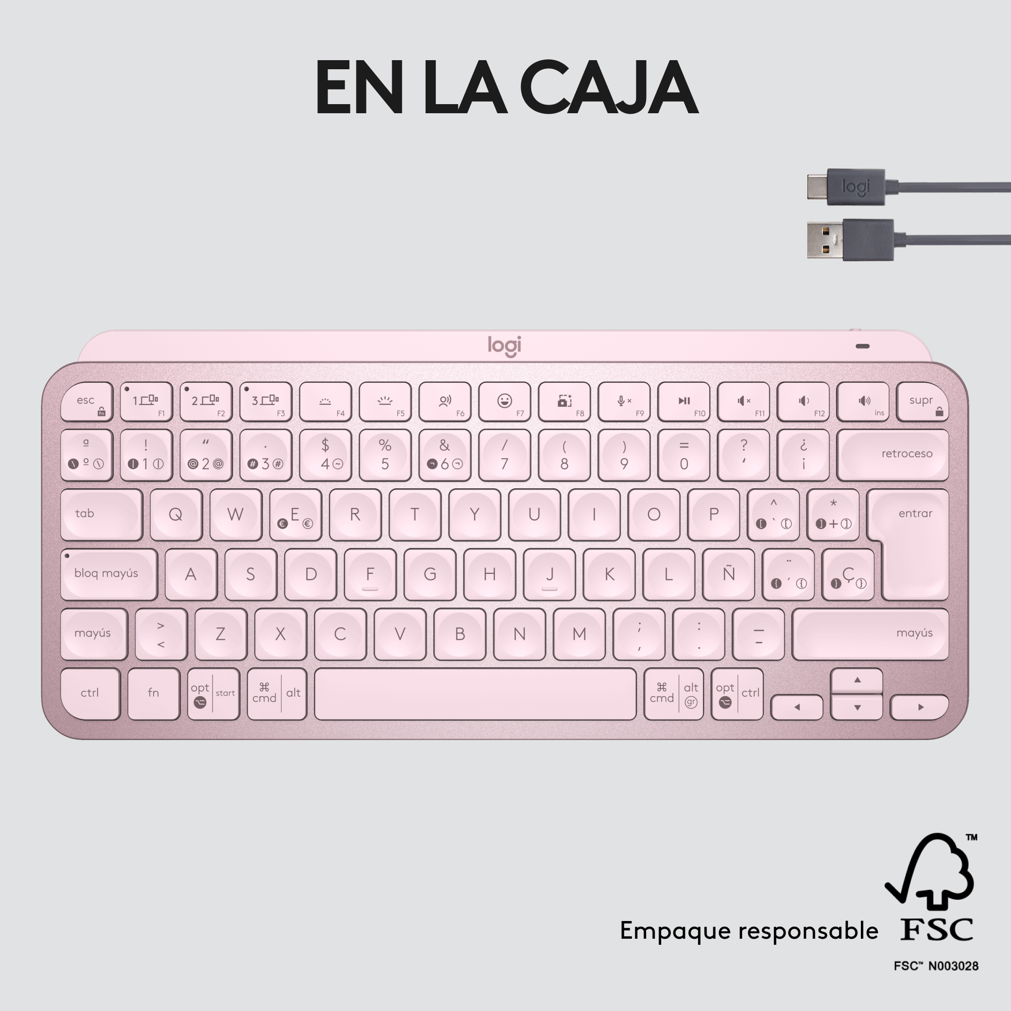 Teclado Inalámbrico Minimalista Logitech MX Keys Mini Rose - 4