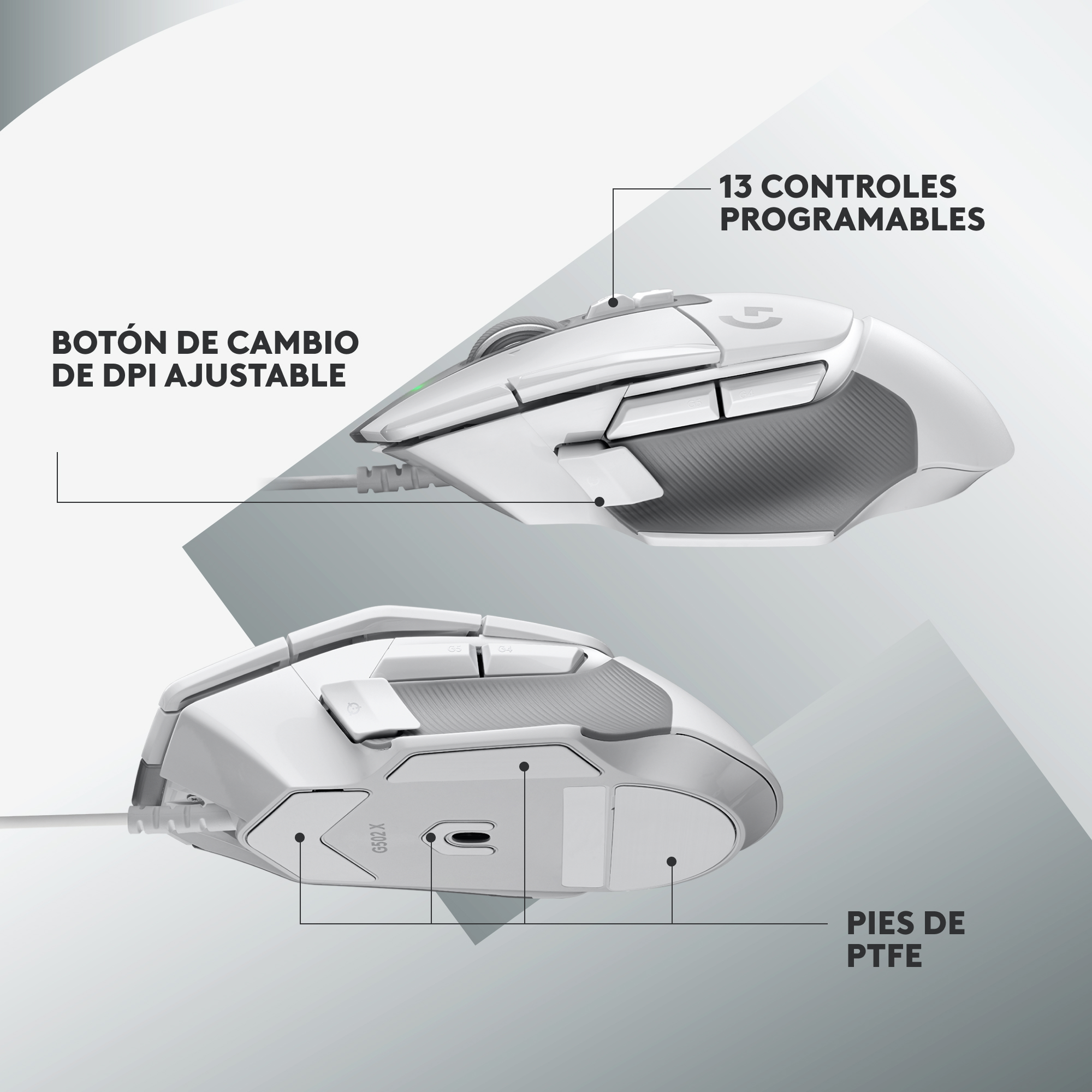 Mouse Logitech G502 X con Cable para juegos Blanco - 4