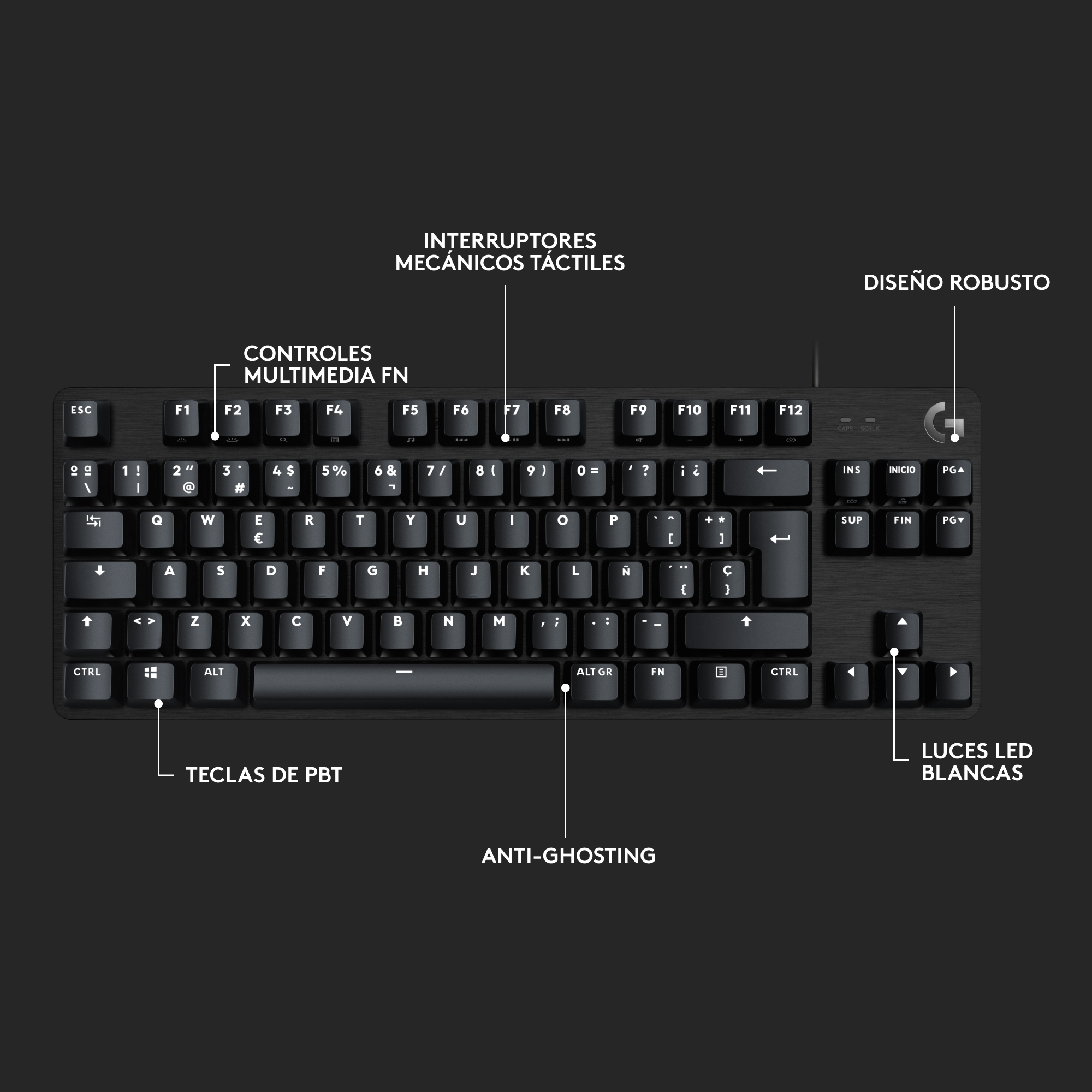 Teclado Mecánico G413 TKL SE para Juegos negro - 6