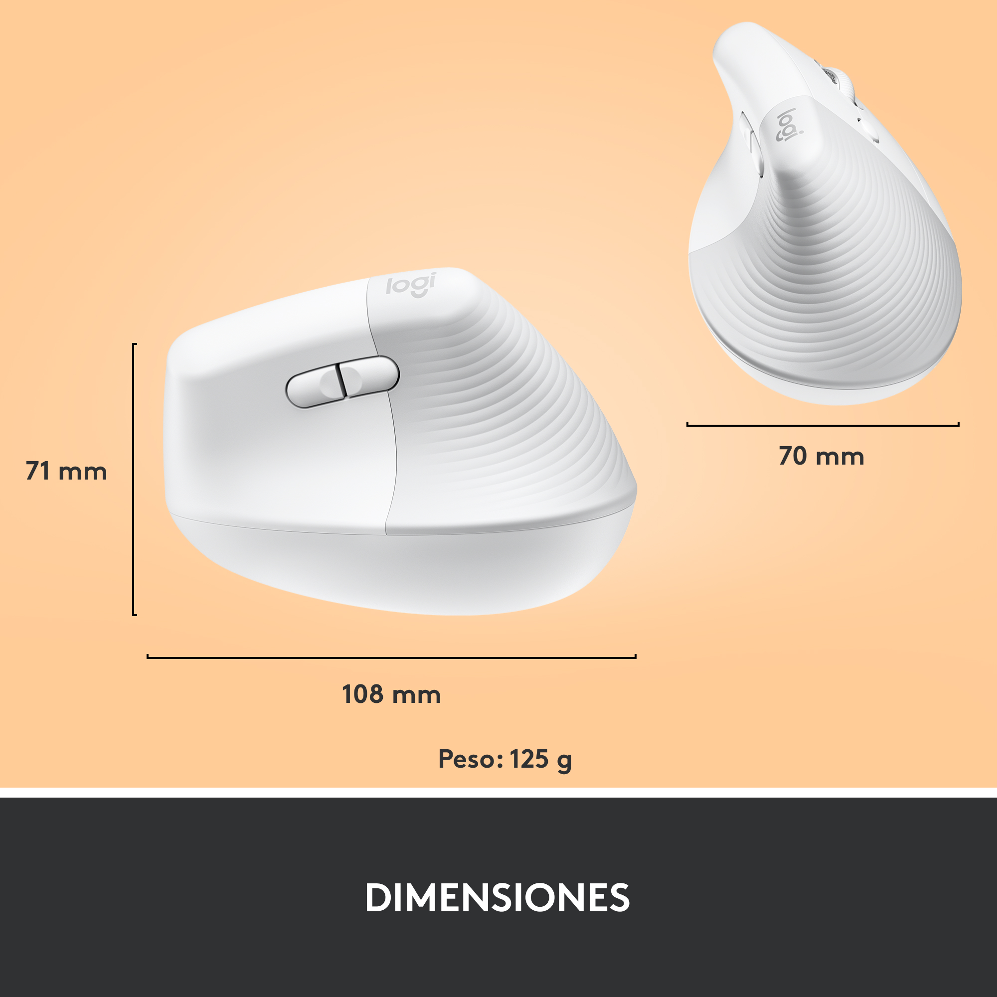 Mouse ergonómico vertical Logitech Lift Blanco - 10