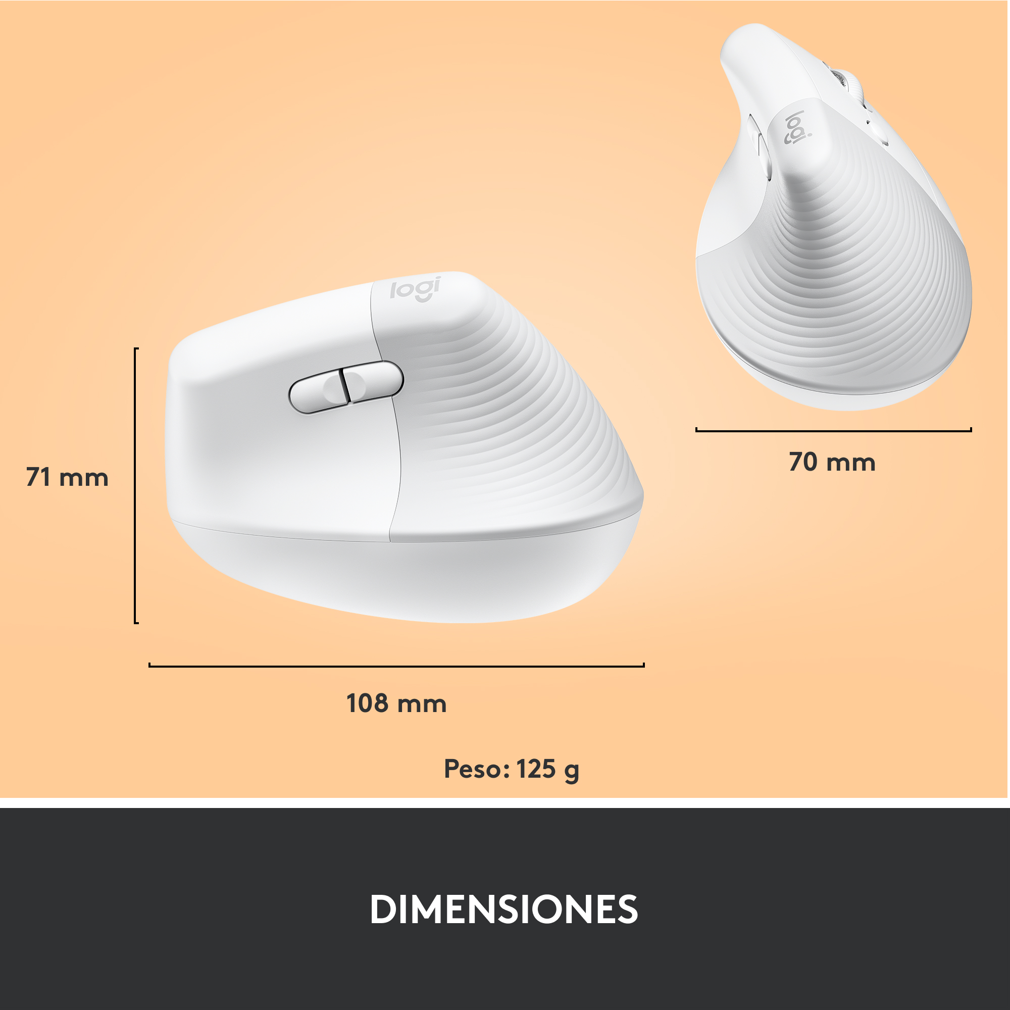 Mouse ergonómico vertical Logitech Lift Blanco - 8