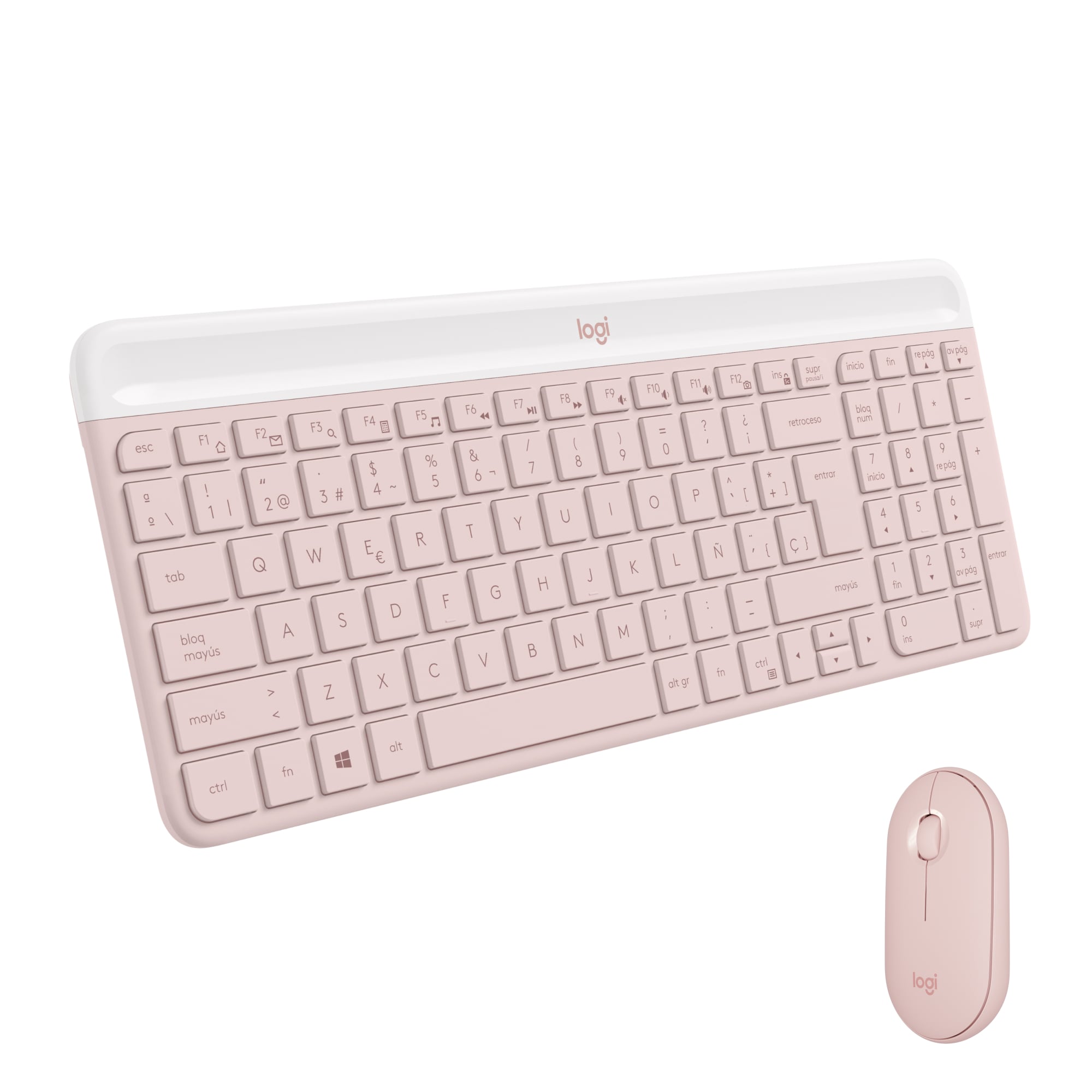 Combo teclado y mouse inalámbrico Logitech MK470 Slim Rosado - 1