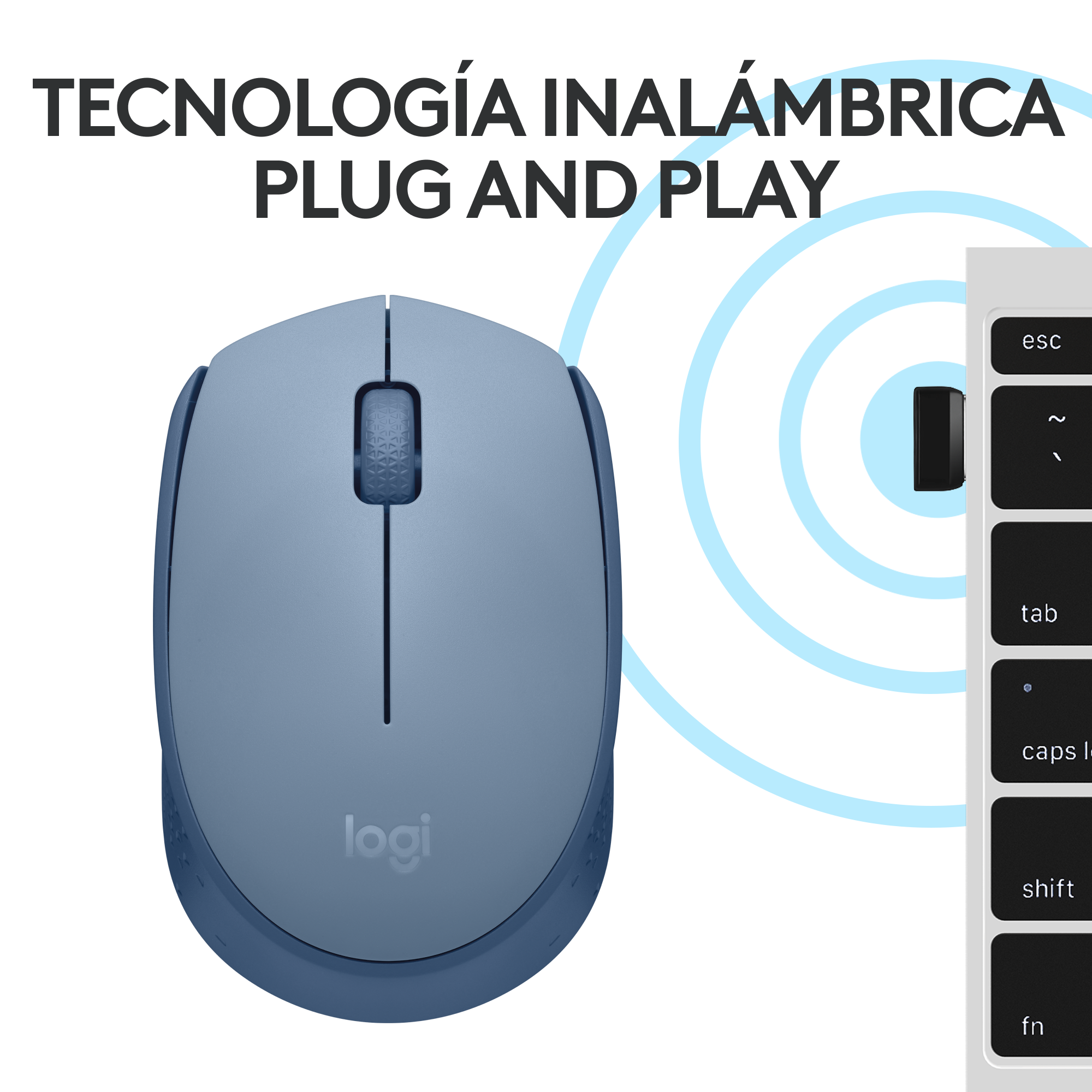 MOUSE INALÁMBRICO LOGITECH M170 BLUE GRAY - 5