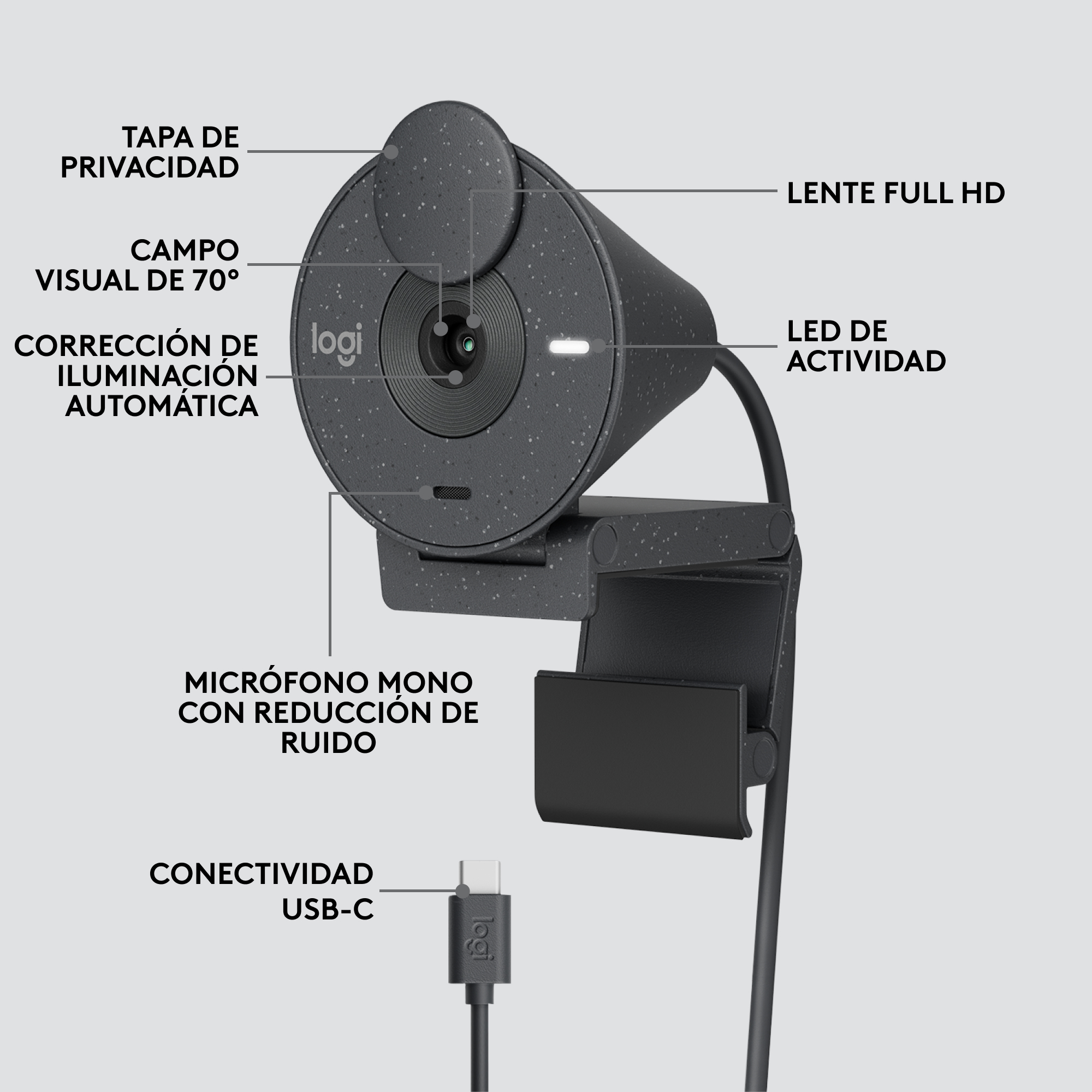 Cámara web Logitech Brio 300 Full HD Negro - 5