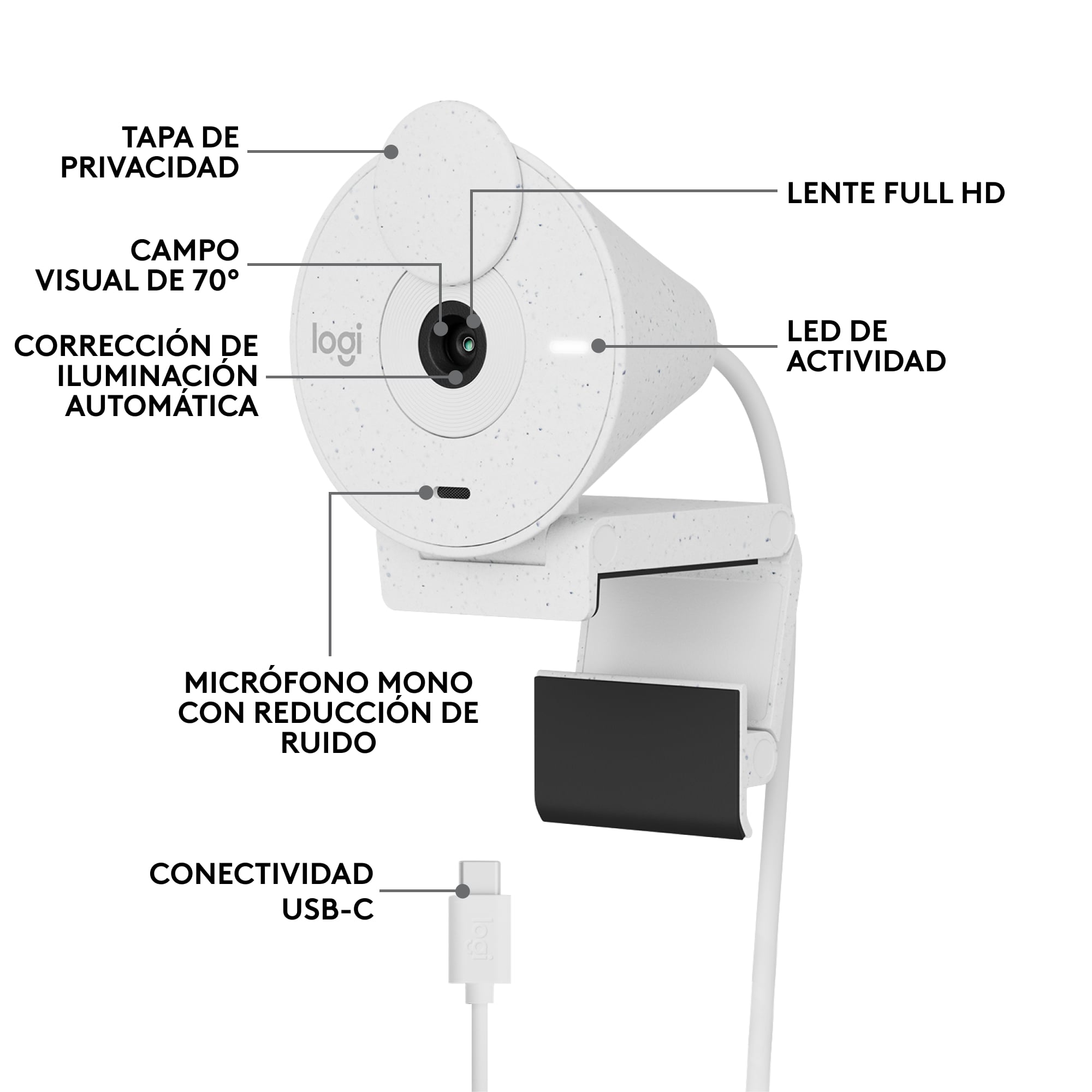 Cámara web Logitech Brio 300 Full HD Blanco - 5