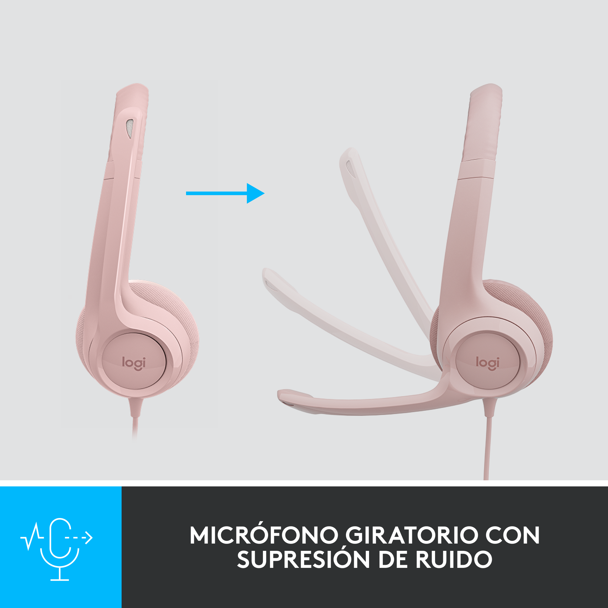 AUDÍFONOS LOGITECH OVER-EAR H390 ROSE CON MICROFONO H390 USB ISE CANCELLING ROSE - 2