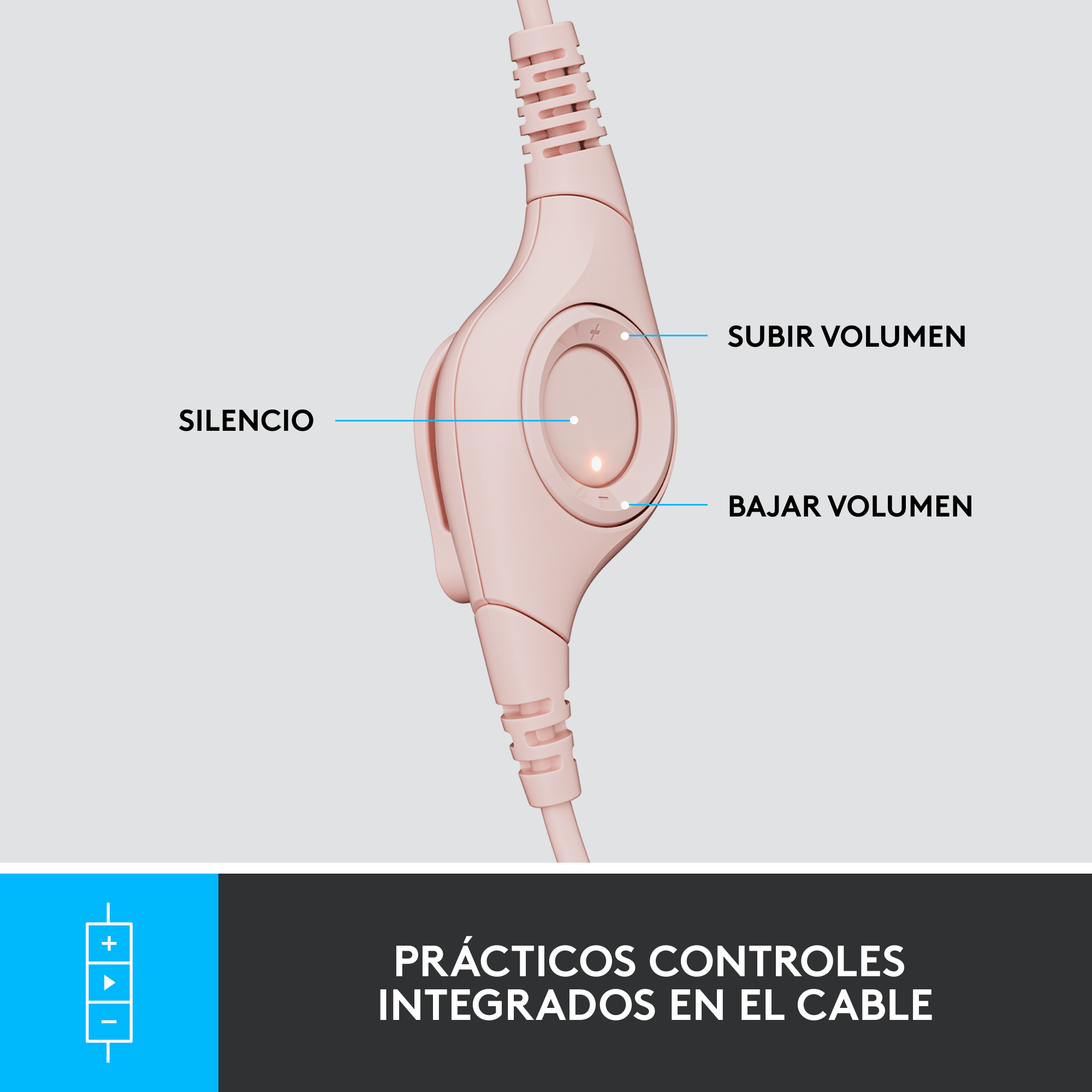 AUDÍFONOS LOGITECH OVER-EAR H390 ROSE CON MICROFONO H390 USB ISE CANCELLING ROSE - 3