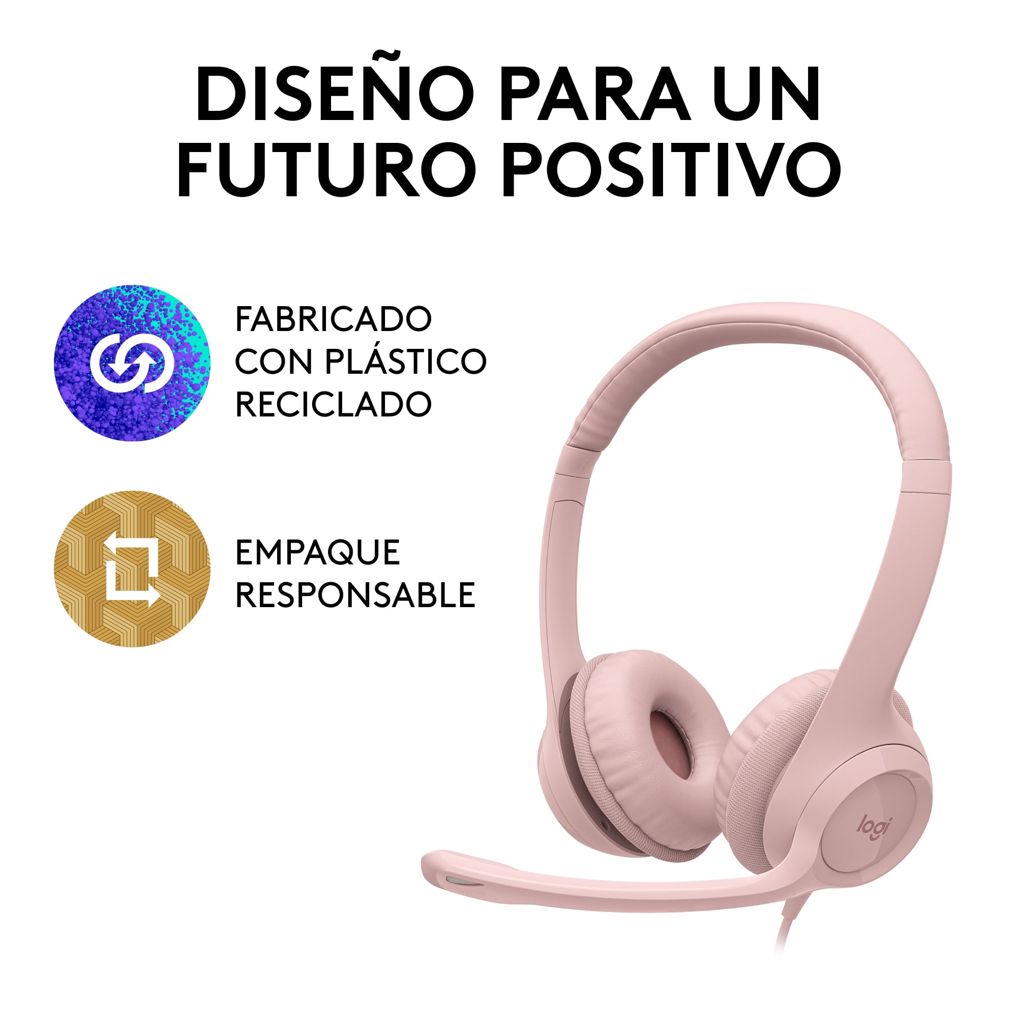 AUDÍFONOS LOGITECH OVER-EAR H390 ROSE CON MICROFONO H390 USB ISE CANCELLING ROSE - 8