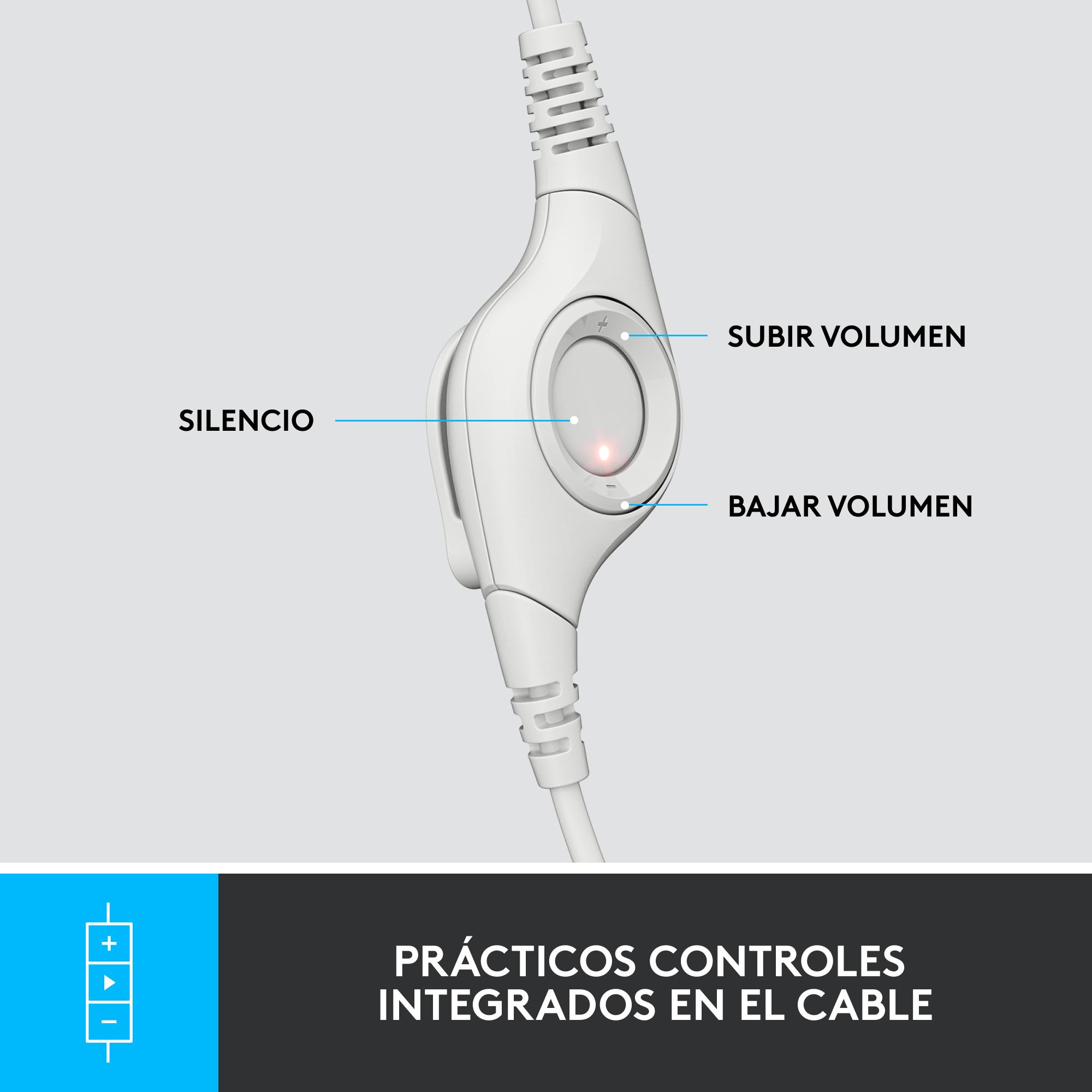 AUDÍFONOS LOGITECH OVER-EAR H390 WHITE CON MICROFONO H390 USB ISE CANCELLING WHITE - 3