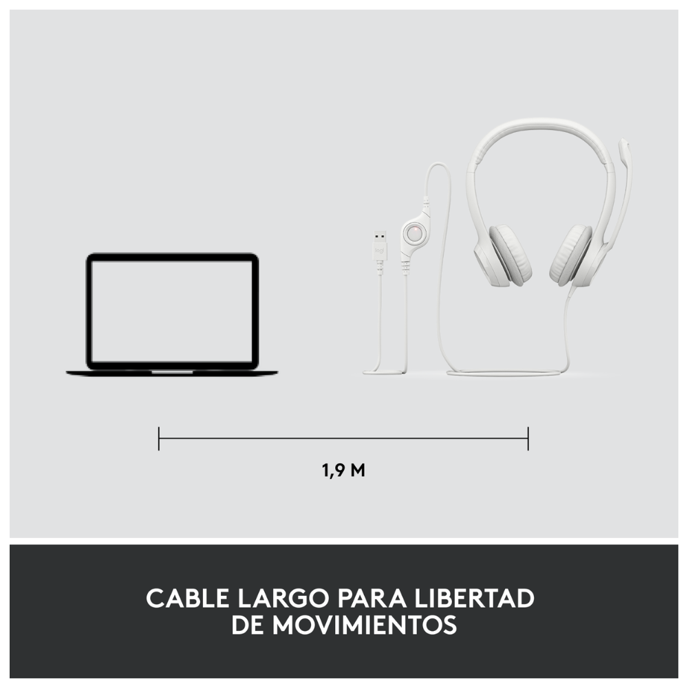 AUDÍFONOS LOGITECH OVER-EAR H390 WHITE CON MICROFONO H390 USB ISE CANCELLING WHITE - 7