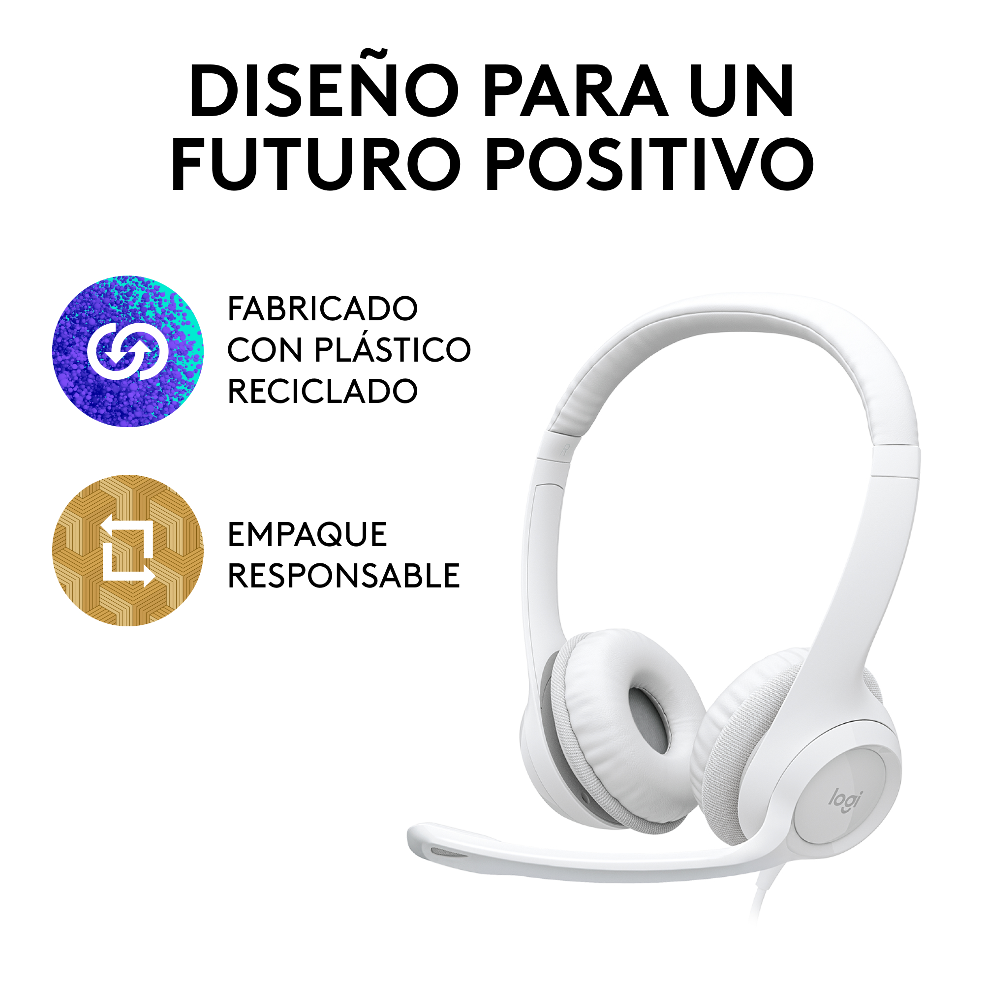 AUDÍFONOS LOGITECH OVER-EAR H390 WHITE CON MICROFONO H390 USB ISE CANCELLING WHITE - 8