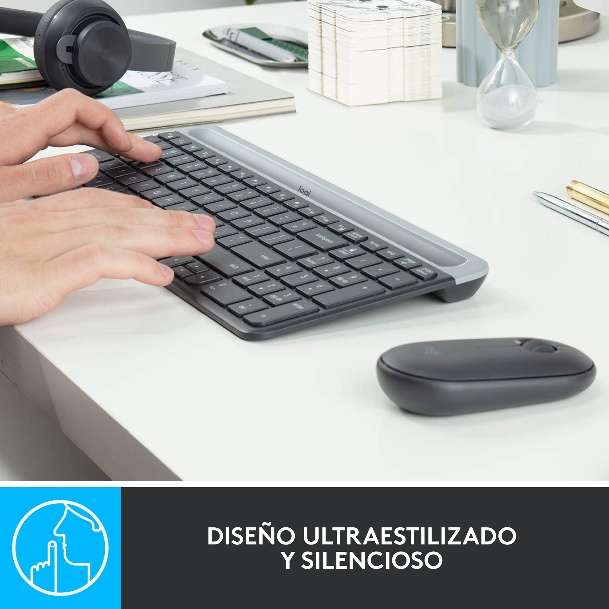 Combo teclado y mouse inalámbrico Logitech MK470 Slim Negro - 2