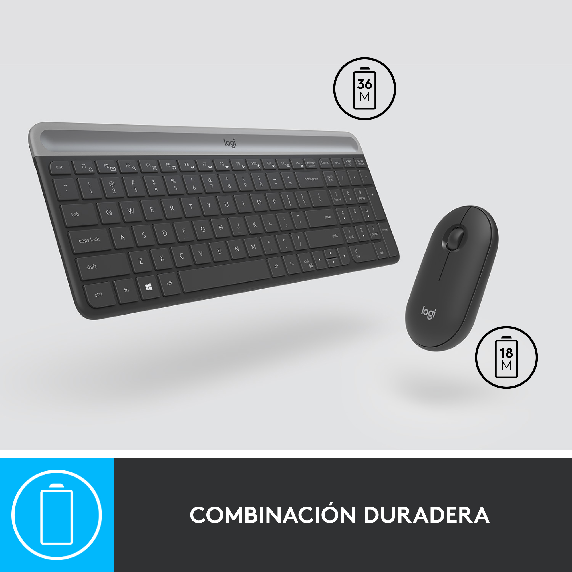 Combo teclado y mouse inalámbrico Logitech MK470 Slim Negro - 4