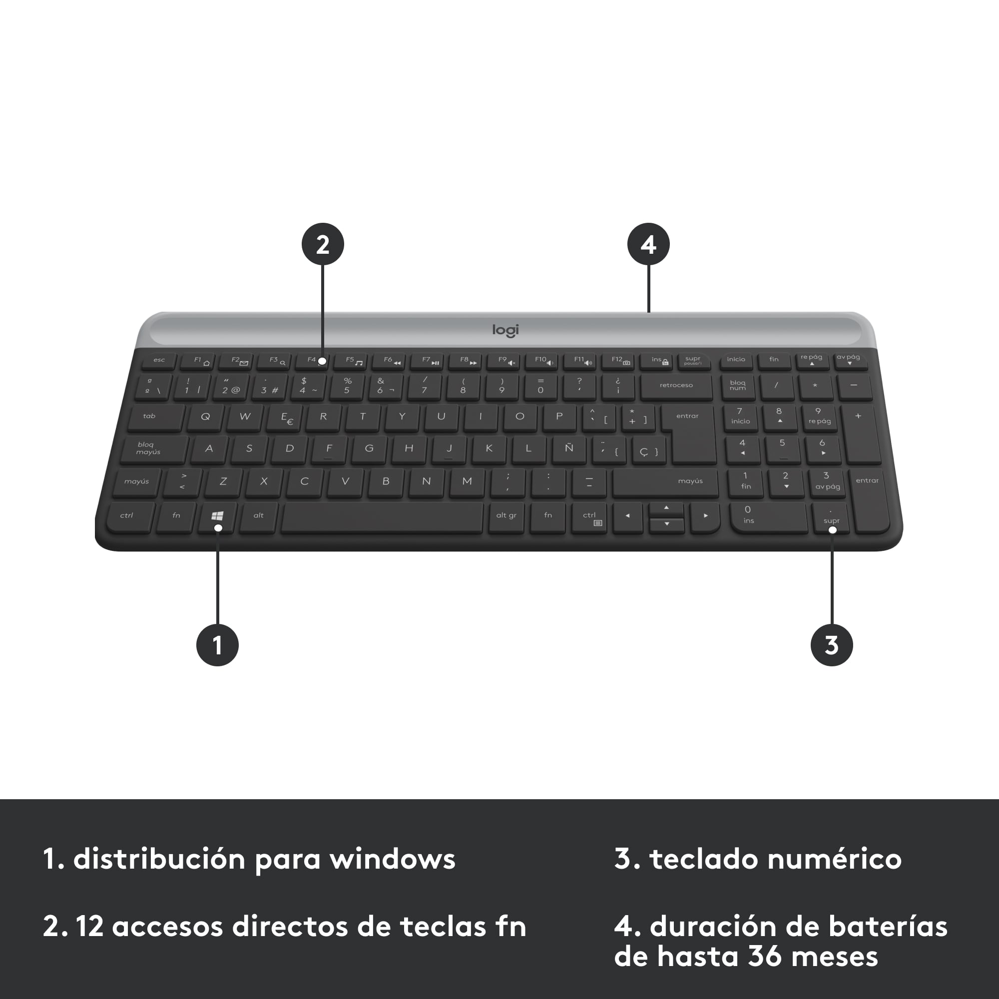 Combo teclado y mouse inalámbrico Logitech MK470 Slim Negro - 5