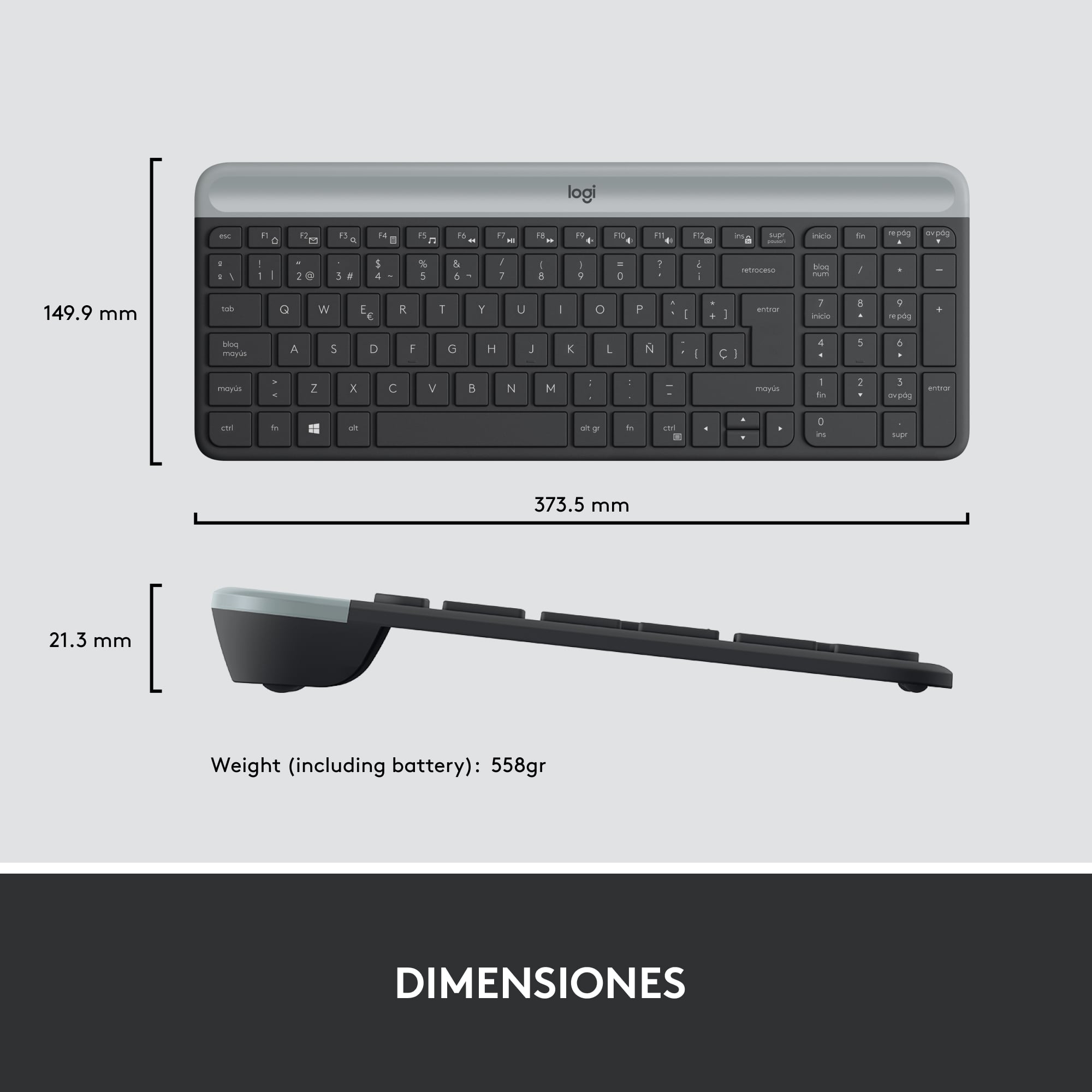 Combo teclado y mouse inalámbrico Logitech MK470 Slim Negro - 7