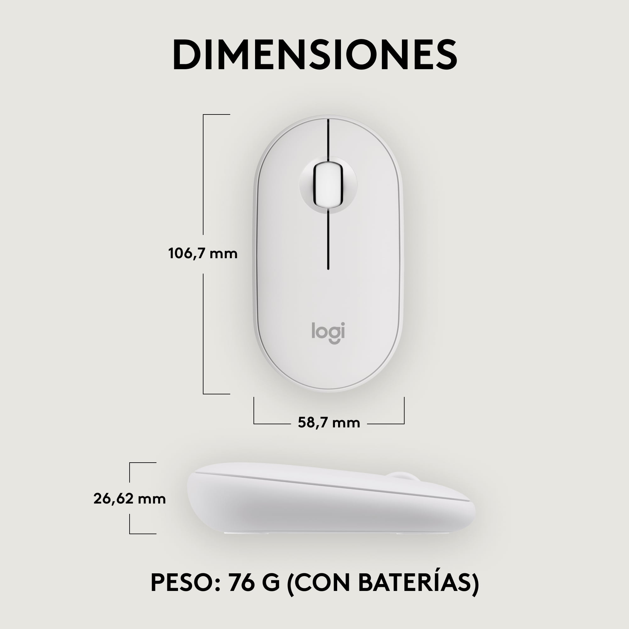 MOUSE INALÁMBRICO LOGITECH PEBBLE 2 M350S BLUETOOTH WIRELESS WHITE - 7