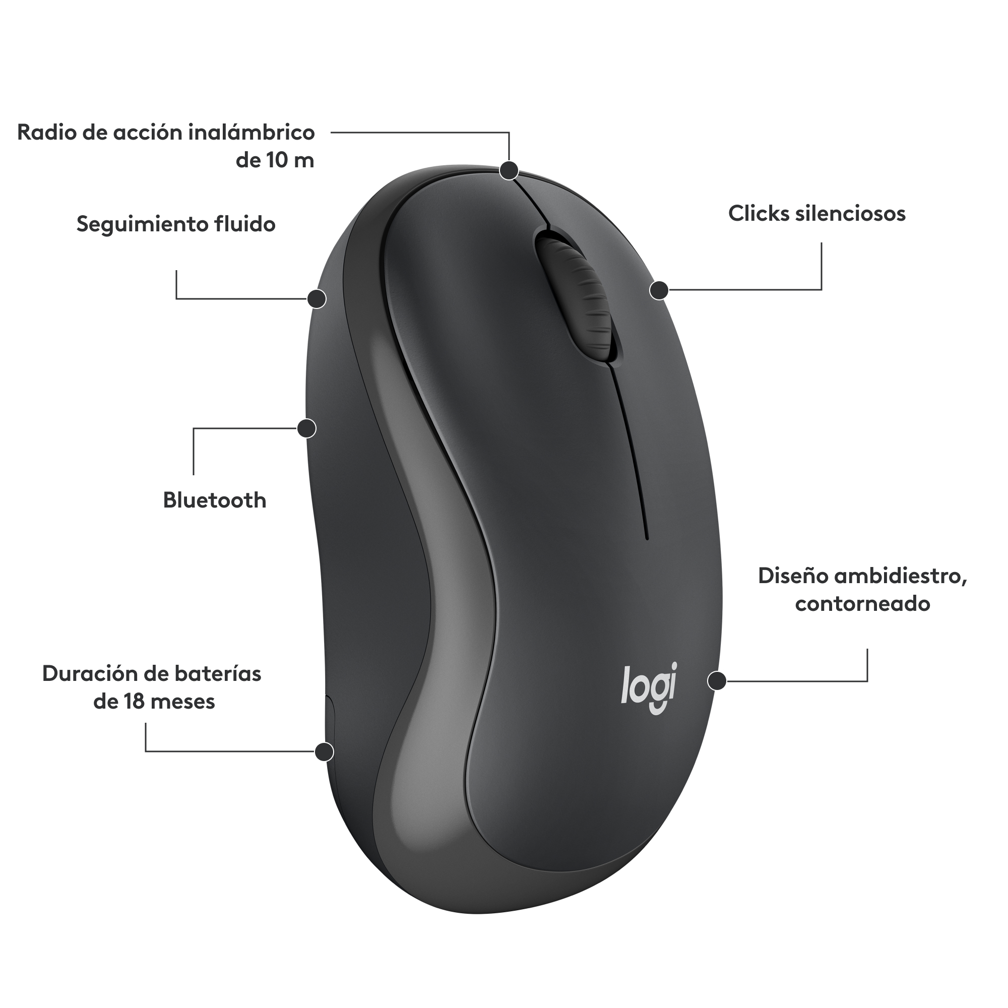 MOUSE INALÁMBRICO LOGITECH BLUETOOTH M240 SILENT WIRELESS BLACK - 6