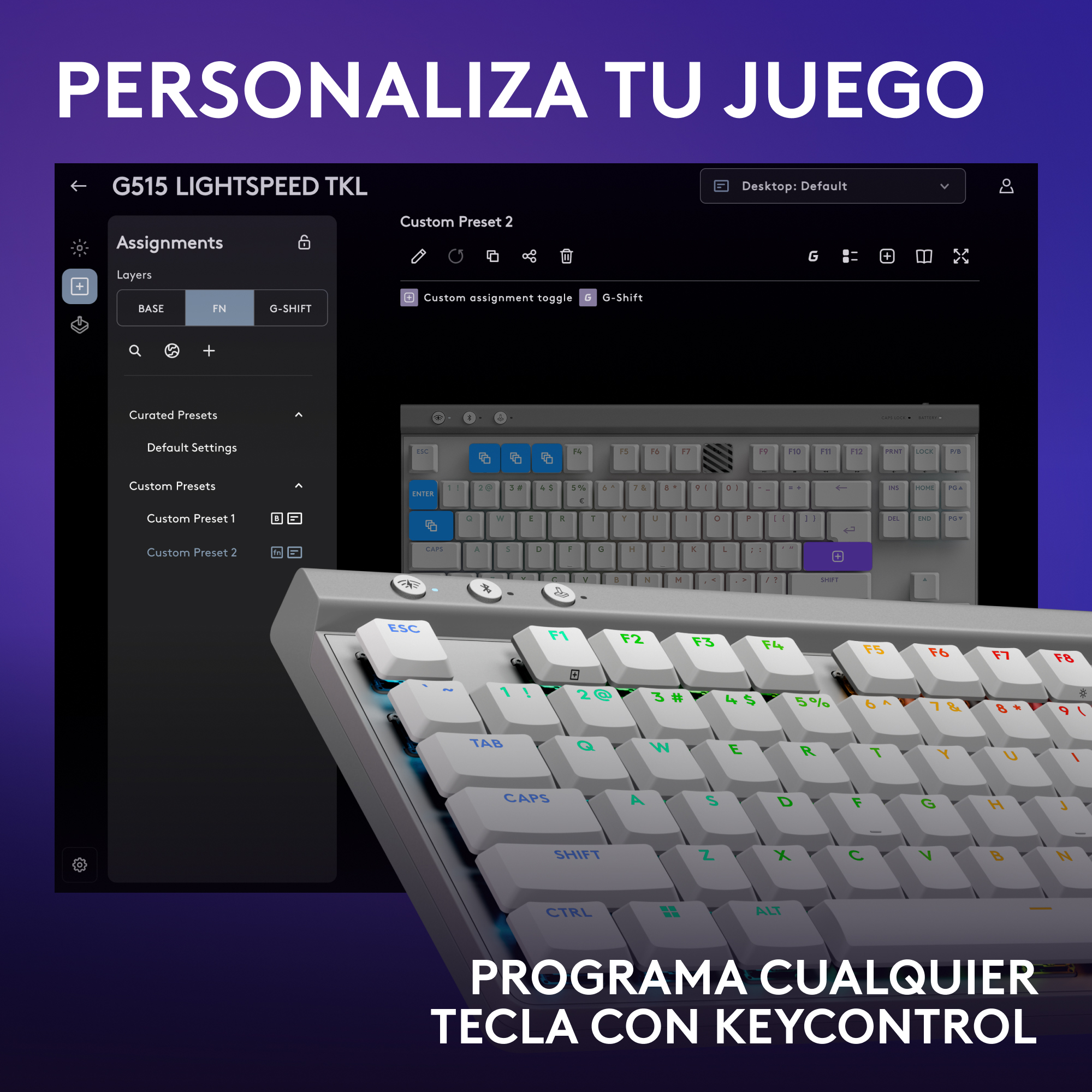 Teclado inalámbrico Logitech G515 LIGHTSPEED TKL para juegos Blanco - 6