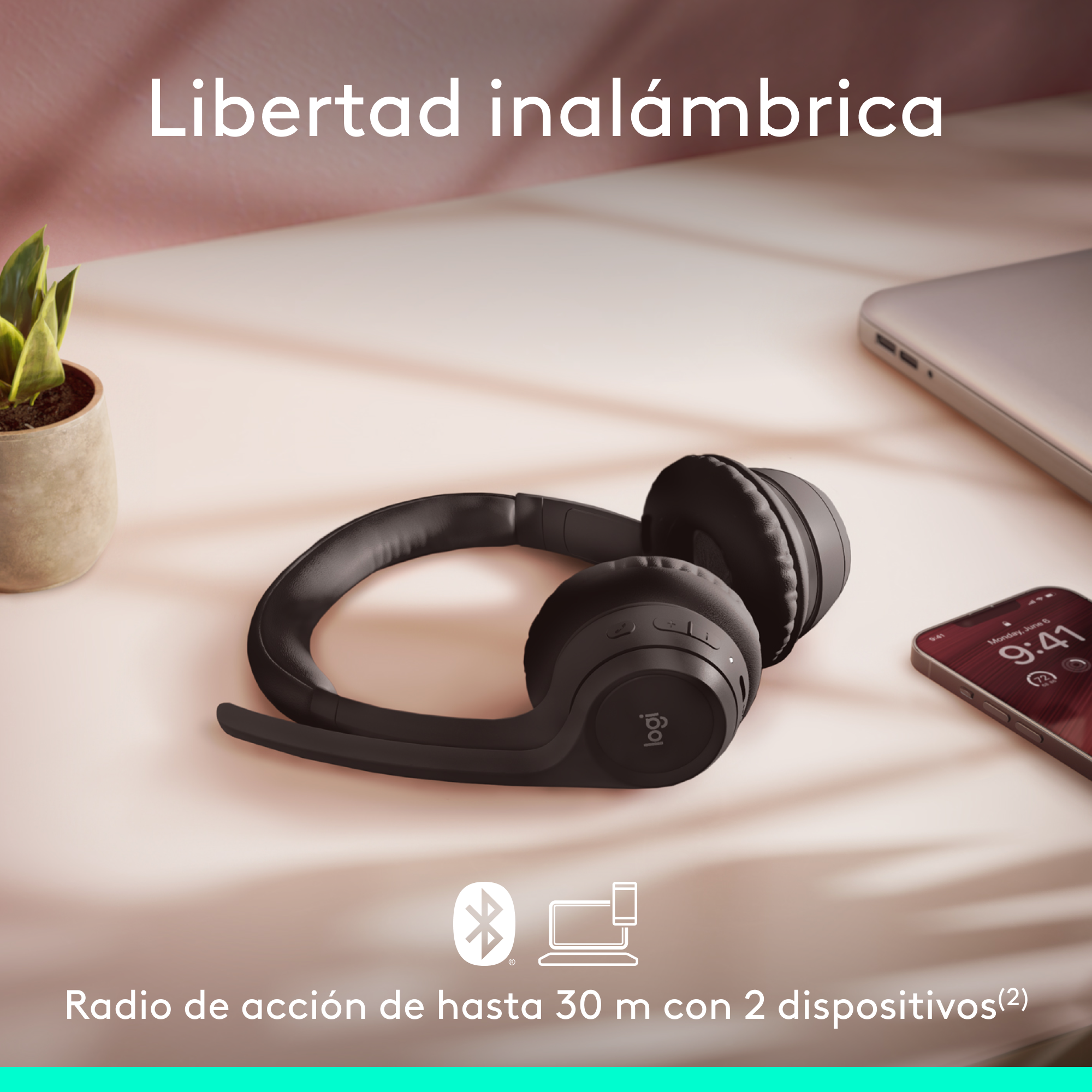 Audífonos Inalámbricos Logitech Zone 300 con micrófono Negro - 3