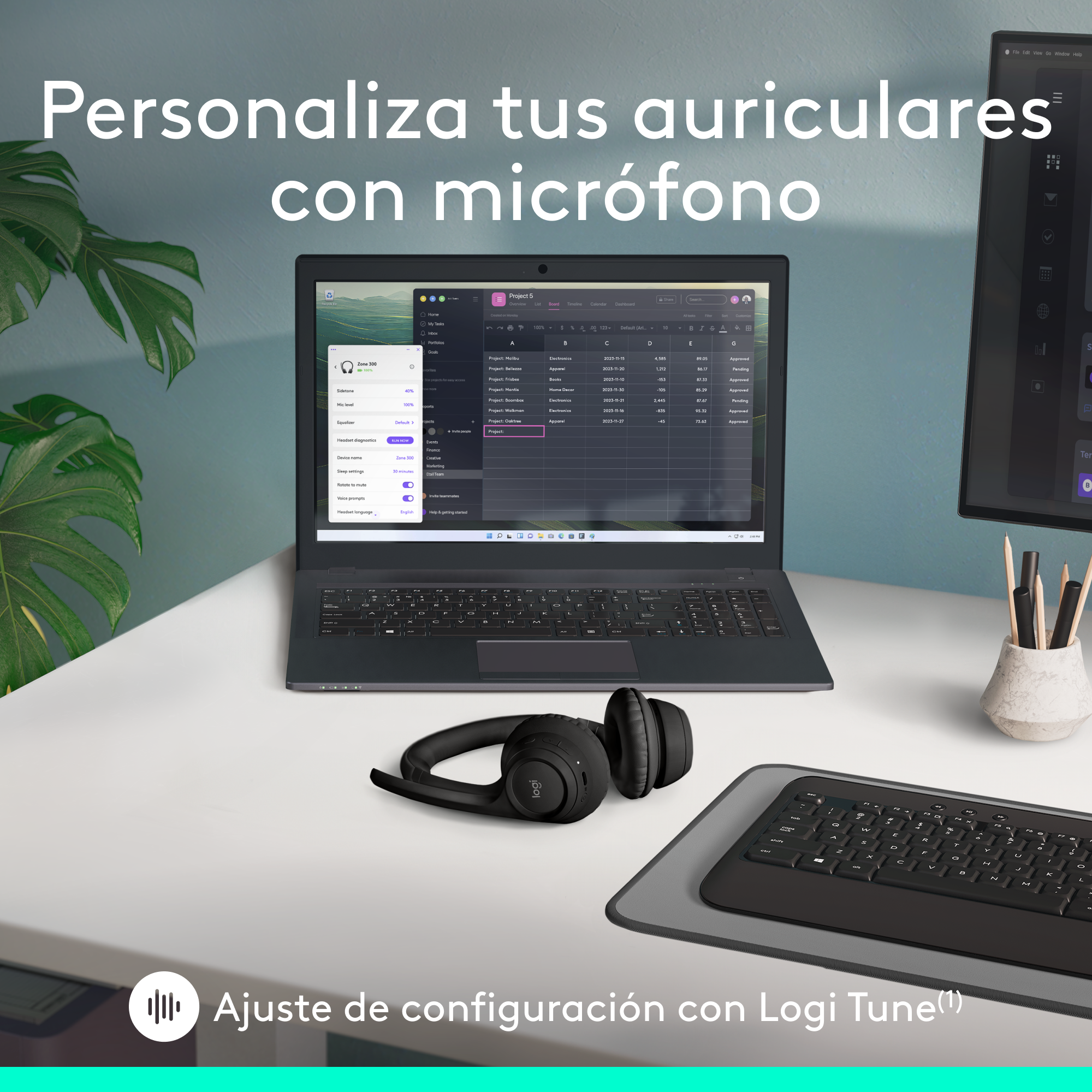 Audífonos Inalámbricos Logitech Zone 300 con micrófono Negro - 8