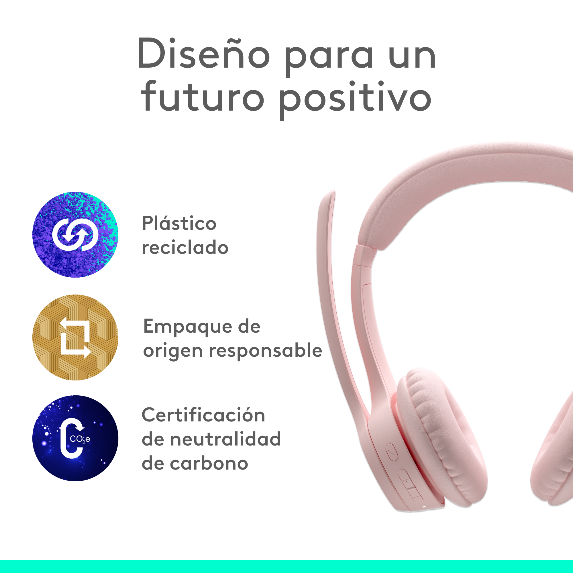 AUDÍFONOS LOGITECH OVER-EAR ZONE 300 BLUETOOTH CON MICROFONO /20HRS ROSE - 6