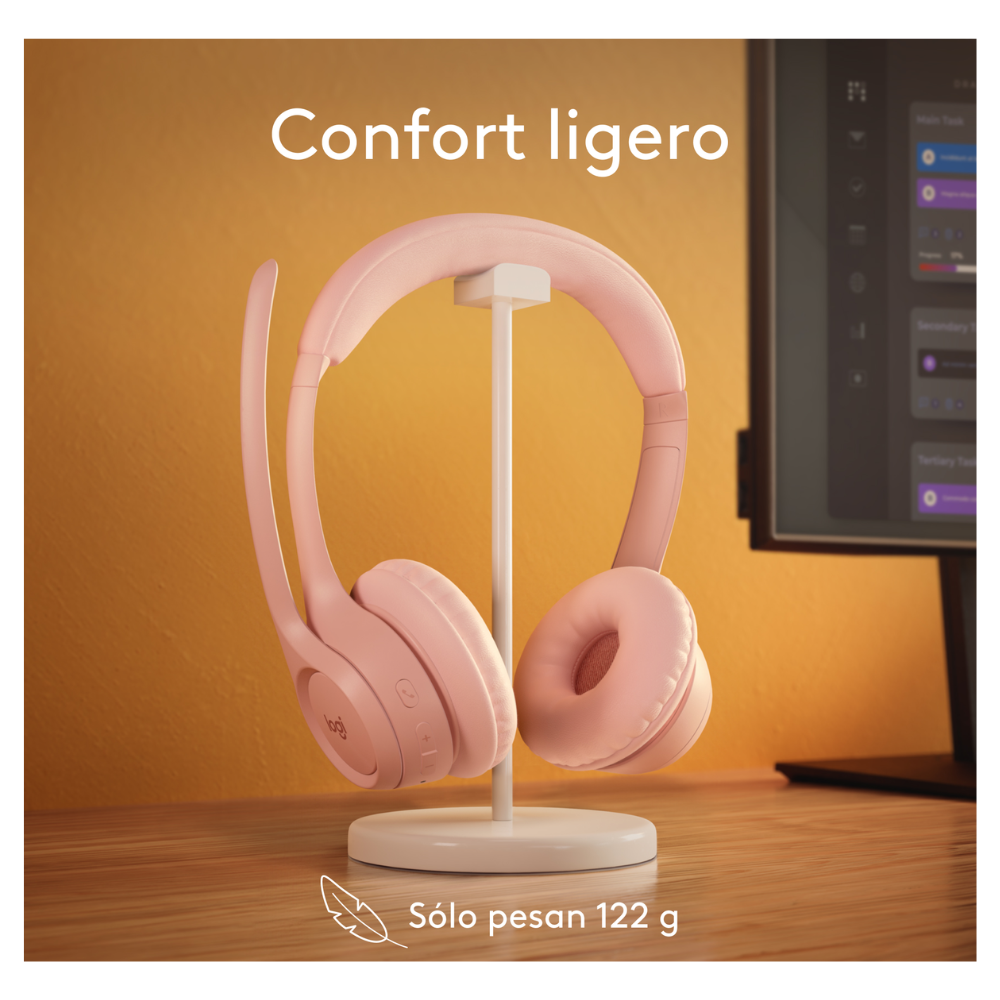 AUDÍFONOS LOGITECH OVER-EAR ZONE 300 BLUETOOTH CON MICROFONO /20HRS ROSE - 8