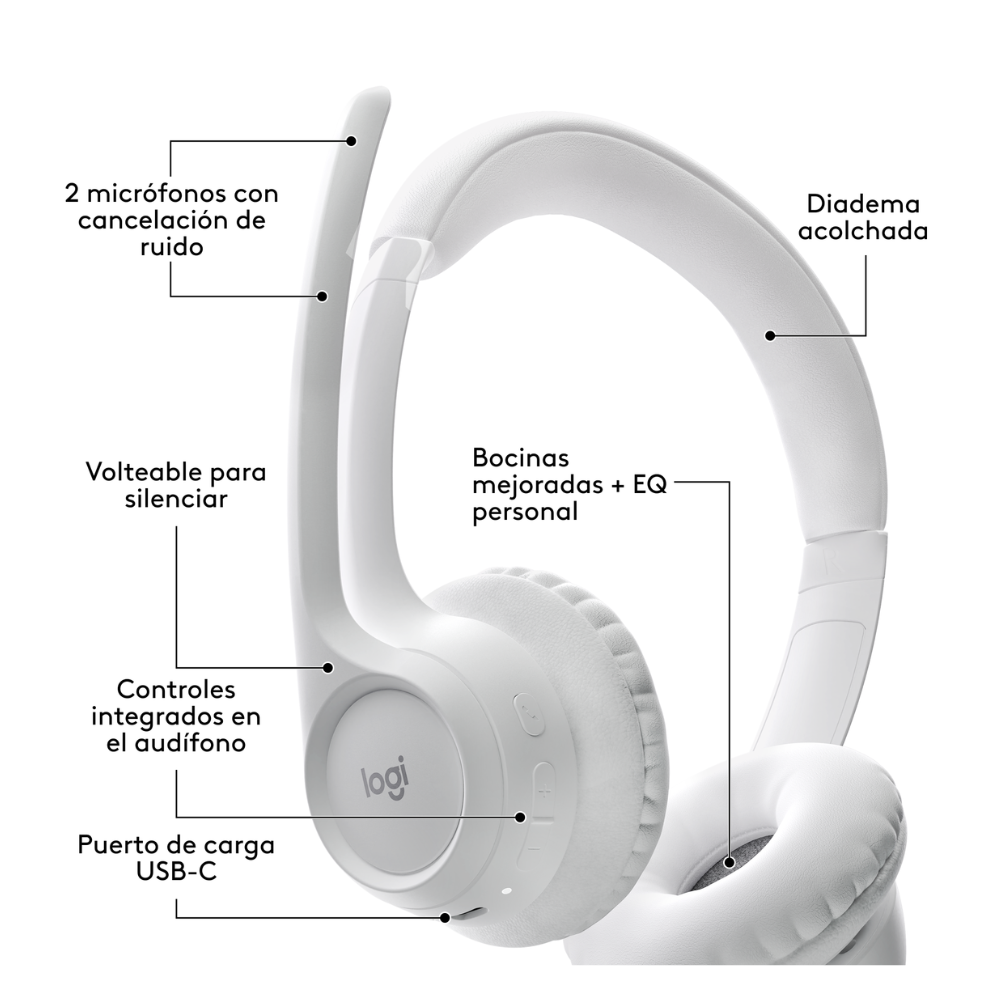 Audífonos Inalámbricos Logitech Zone 300 con micrófono Blanco - 5