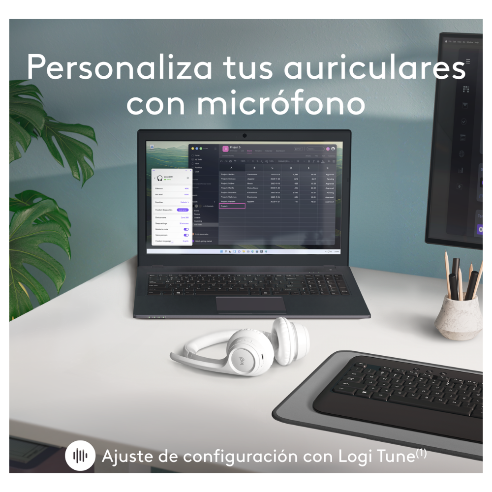 Audífonos Inalámbricos Logitech Zone 300 con micrófono Blanco - 8