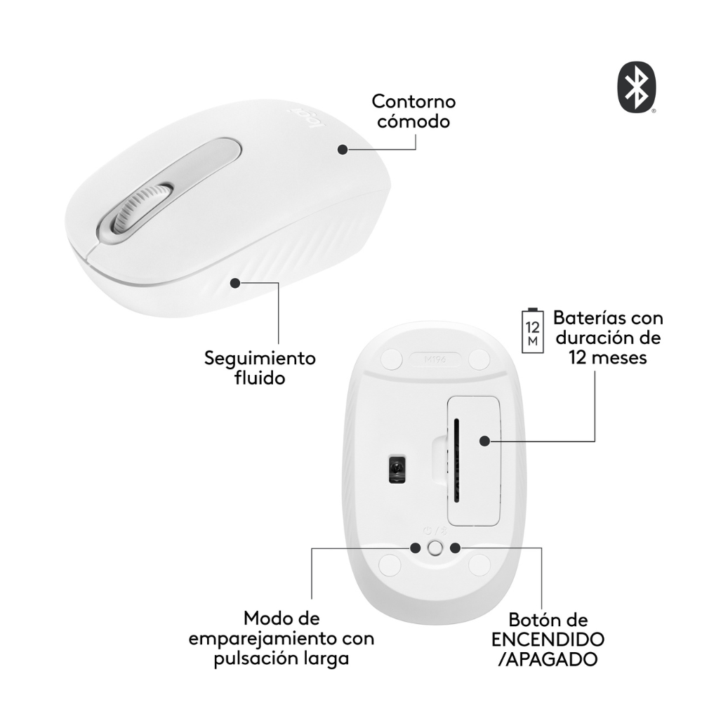 Mouse Bluetooth Logitech M196 Blanco - 6