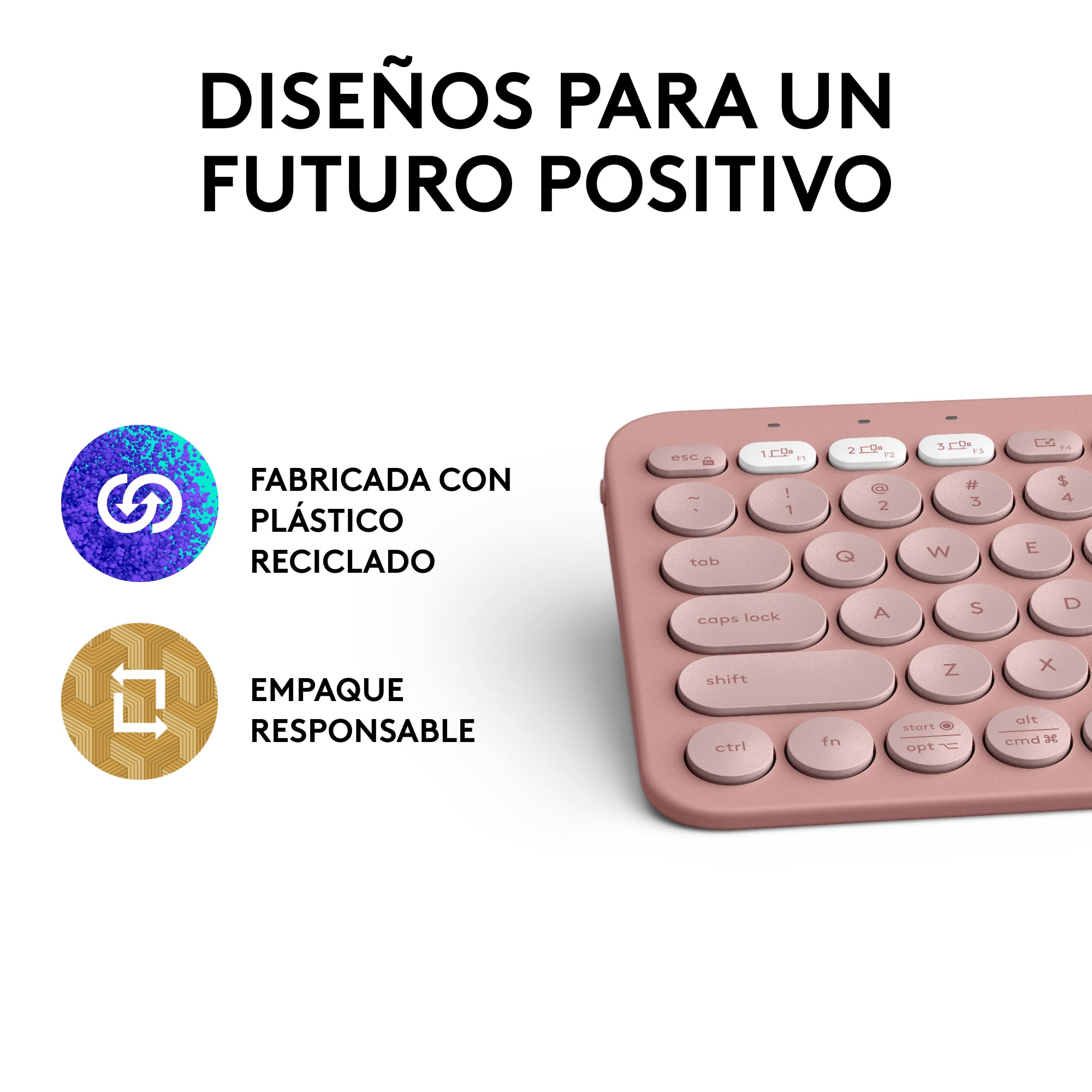 TECLADO LOGITECH PEBBLE 2 K380S BLUETOOTH/WIRELESS SP ROSE - 2