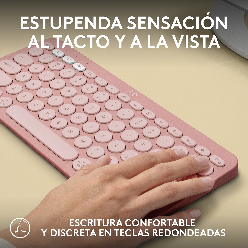 TECLADO LOGITECH PEBBLE 2 K380S BLUETOOTH/WIRELESS SP ROSE - 5
