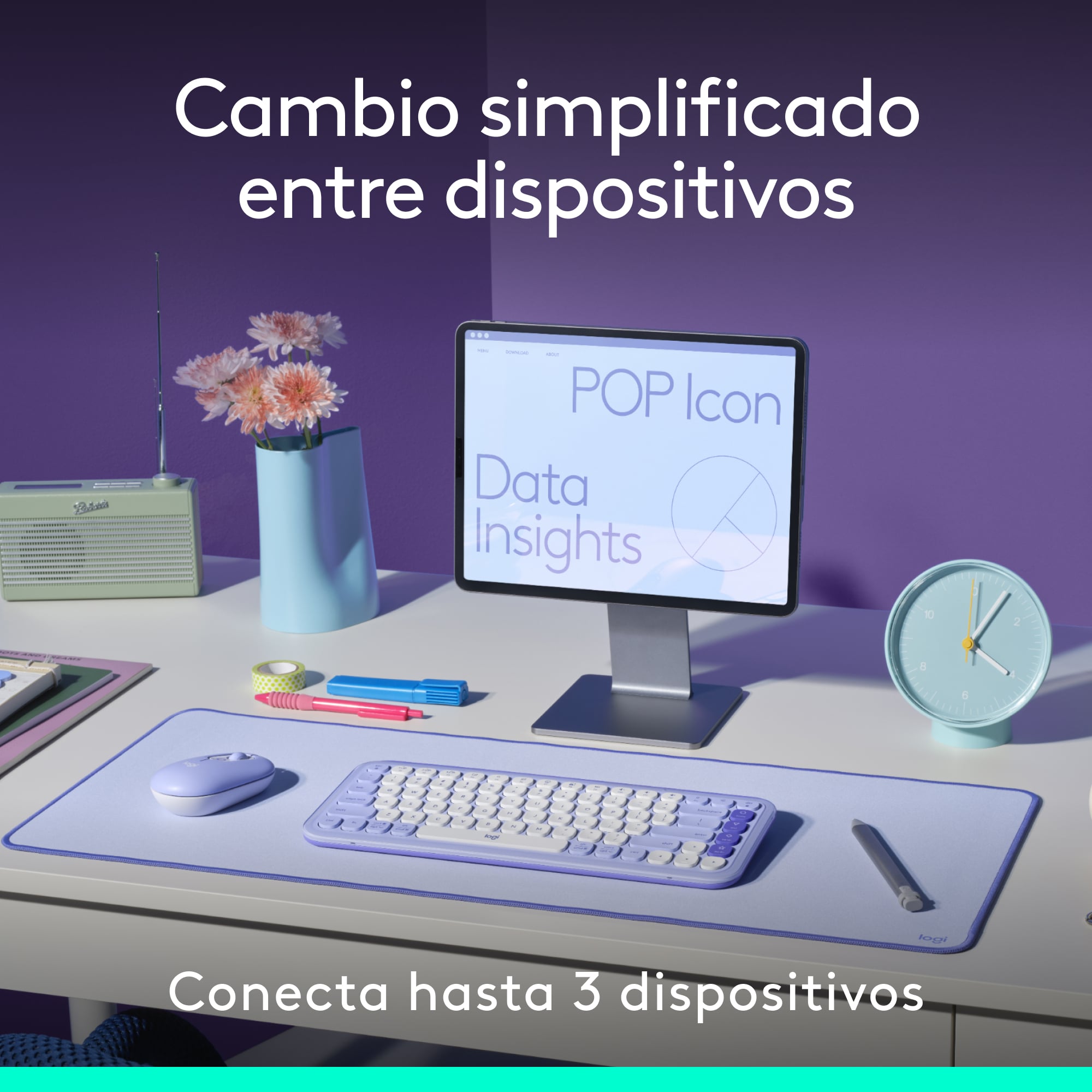 Combo teclado y mouse Logitech POP Icon Grafito - 8