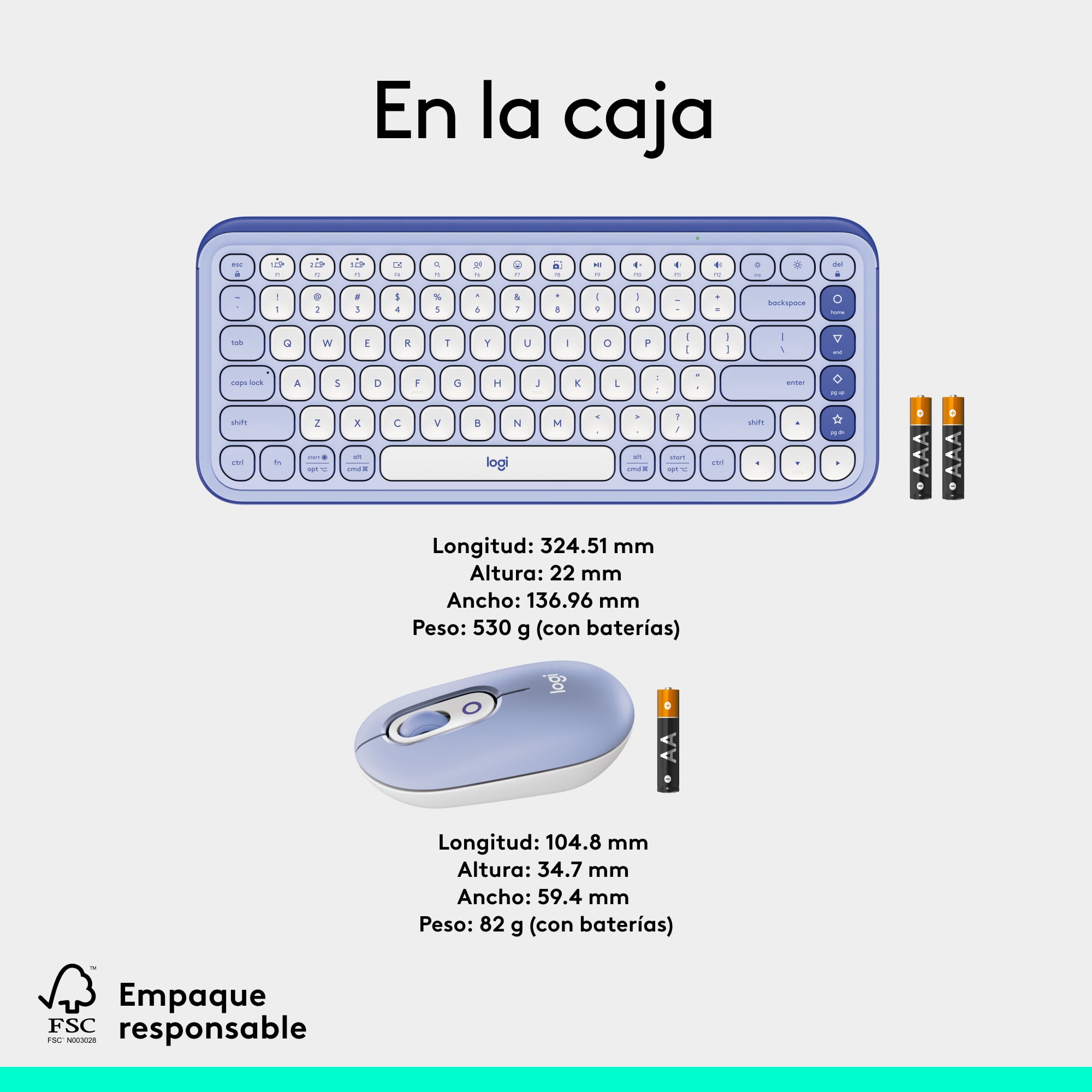 Combo teclado y mouse Logitech POP Icon Lila - 9