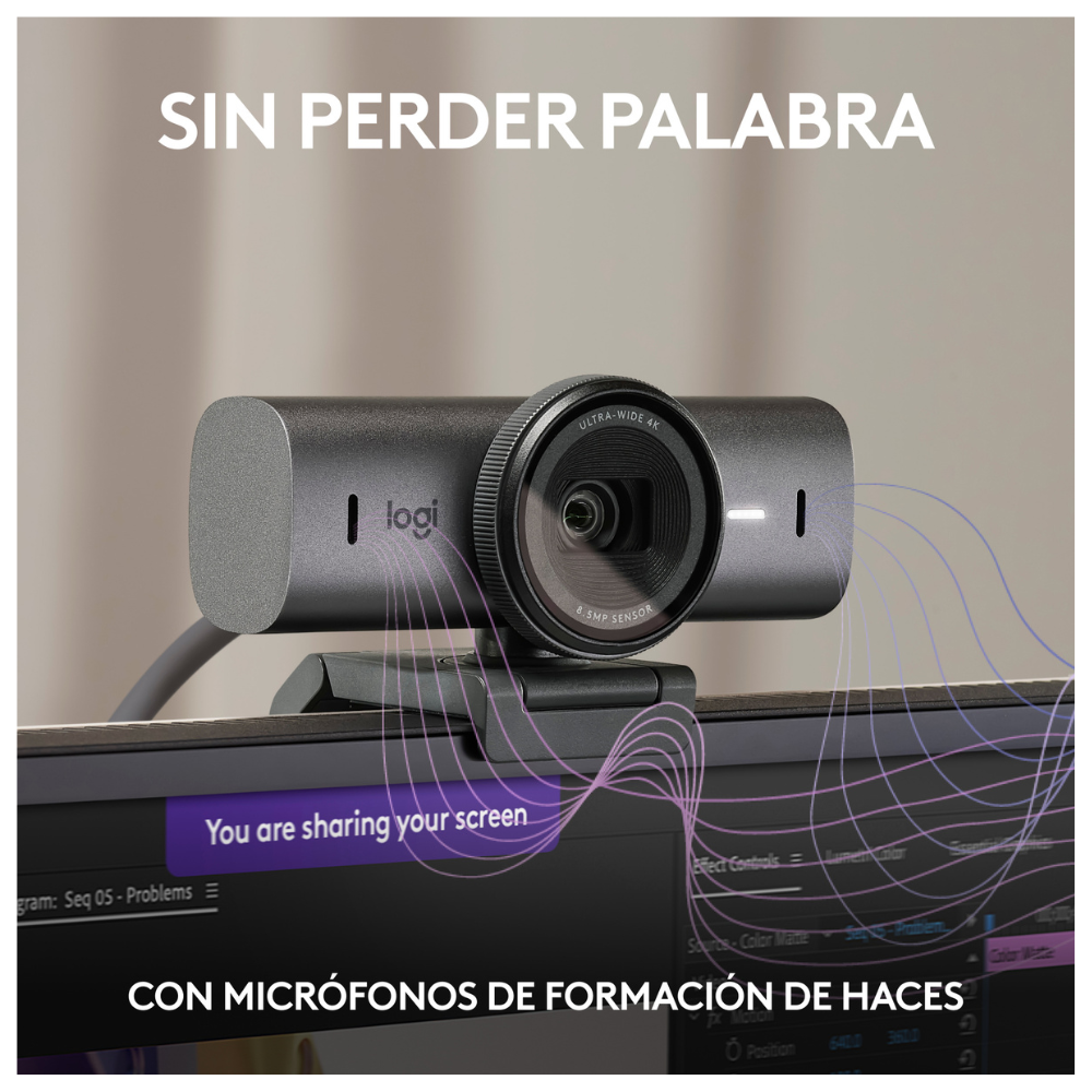 Cámara web Logitech MX Brio Ultra HD 4K para colaboración y streaming Negro - 3