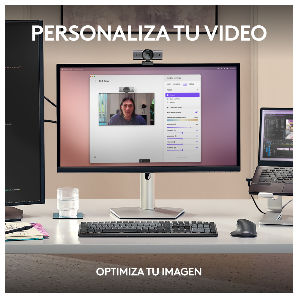 Cámara web Logitech MX Brio Ultra HD 4K para colaboración y streaming Negro - 4