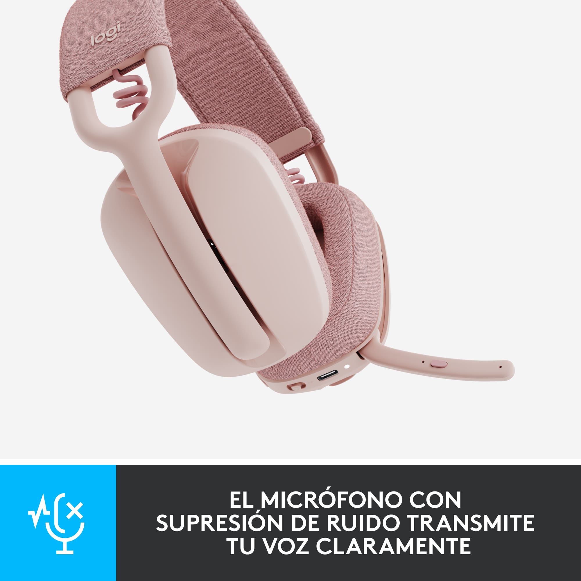 Audífonos Inalámabrico Logitech Zone Vibe 100 con Micrófono de Cancelación de Ruido Rosado - 2