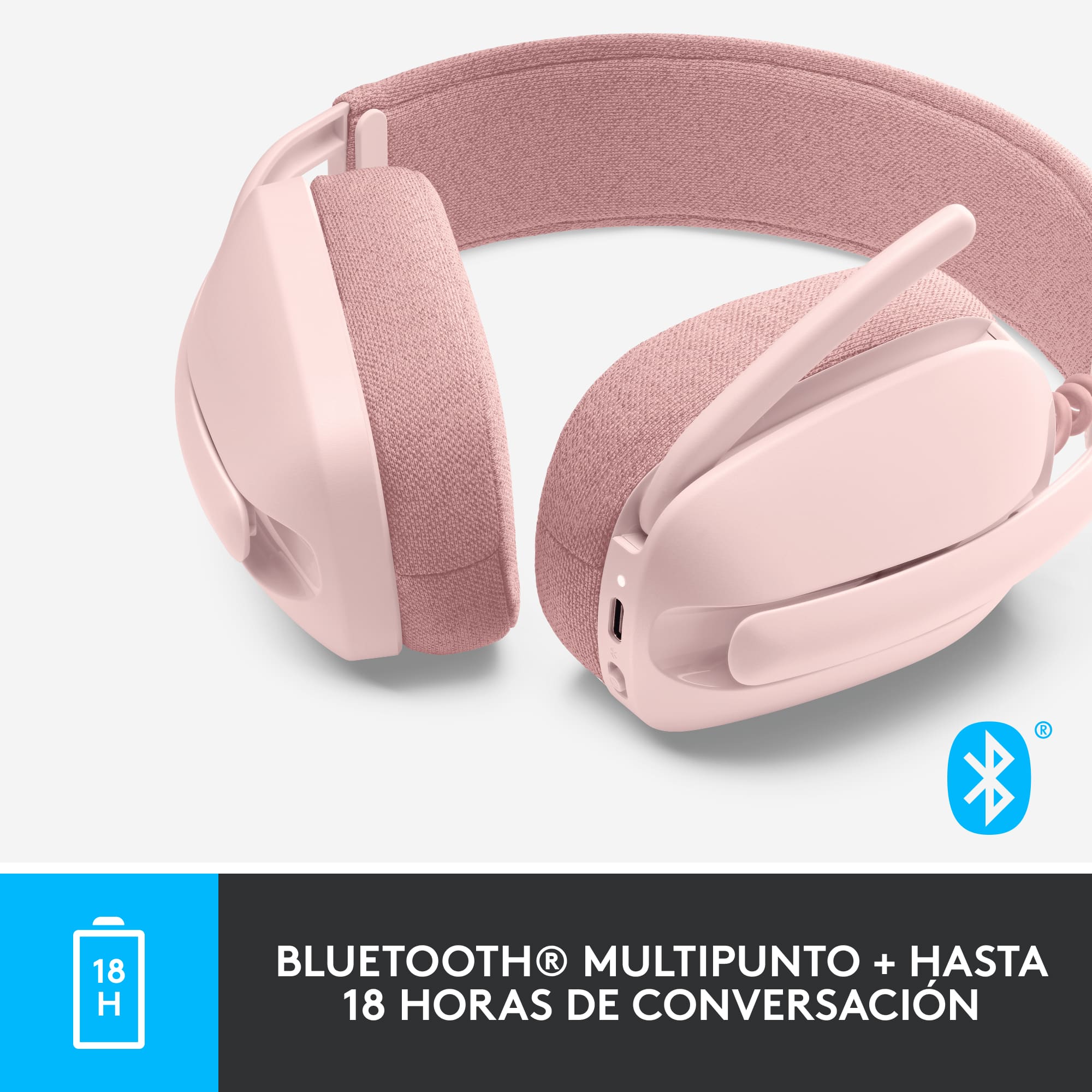 Audífonos Inalámabrico Logitech Zone Vibe 100 con Micrófono de Cancelación de Ruido Rosado - 5