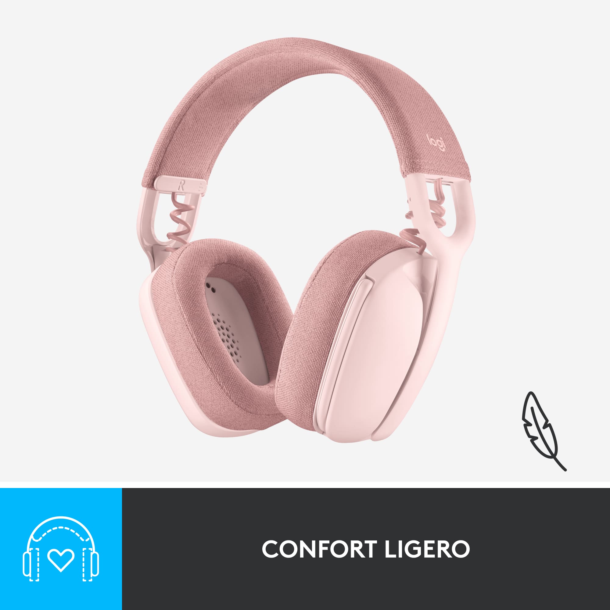 Audífonos Inalámabrico Logitech Zone Vibe 100 con Micrófono de Cancelación de Ruido Rosado - 7