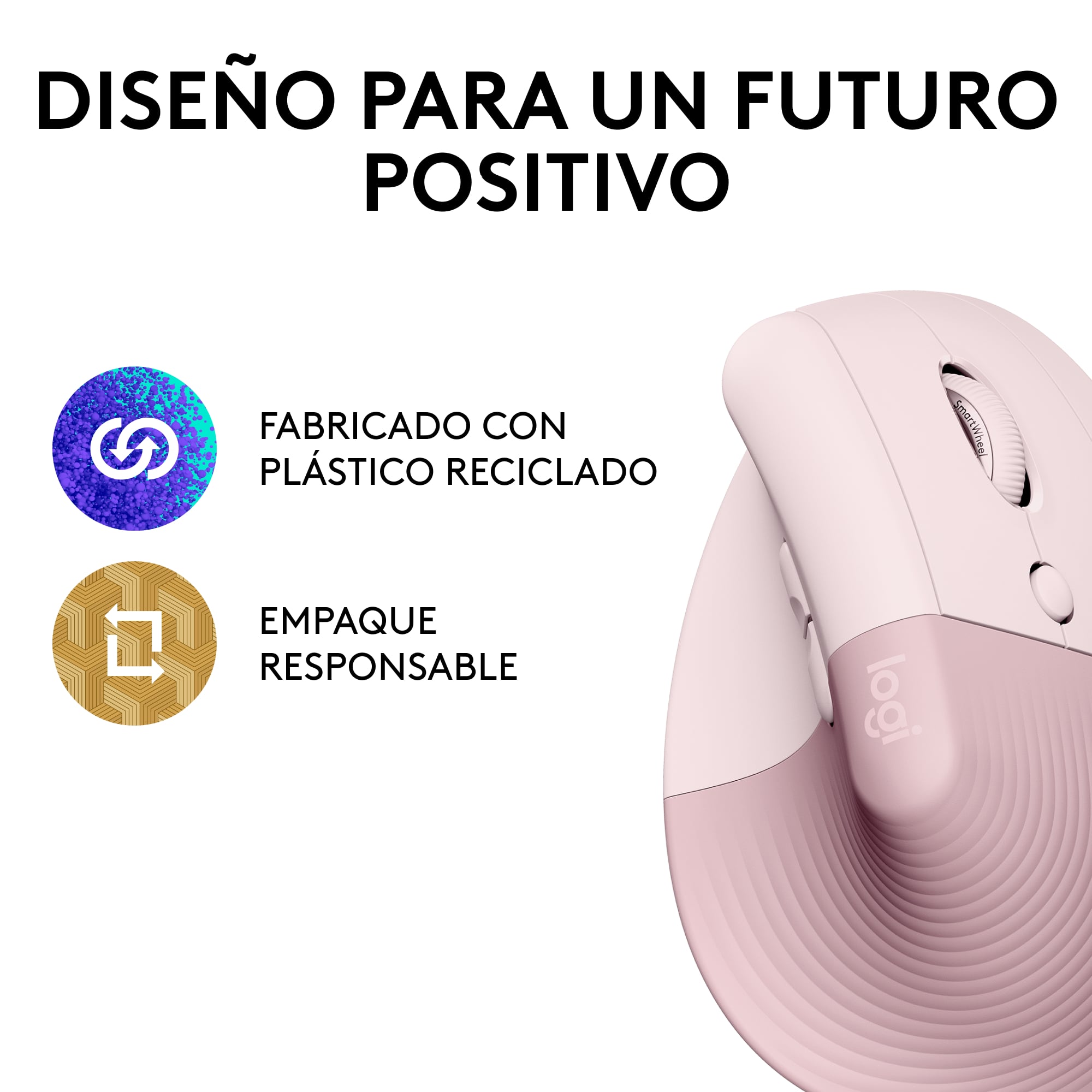 Mouse ergonómico vertical Logitech Lift Rosado - 3