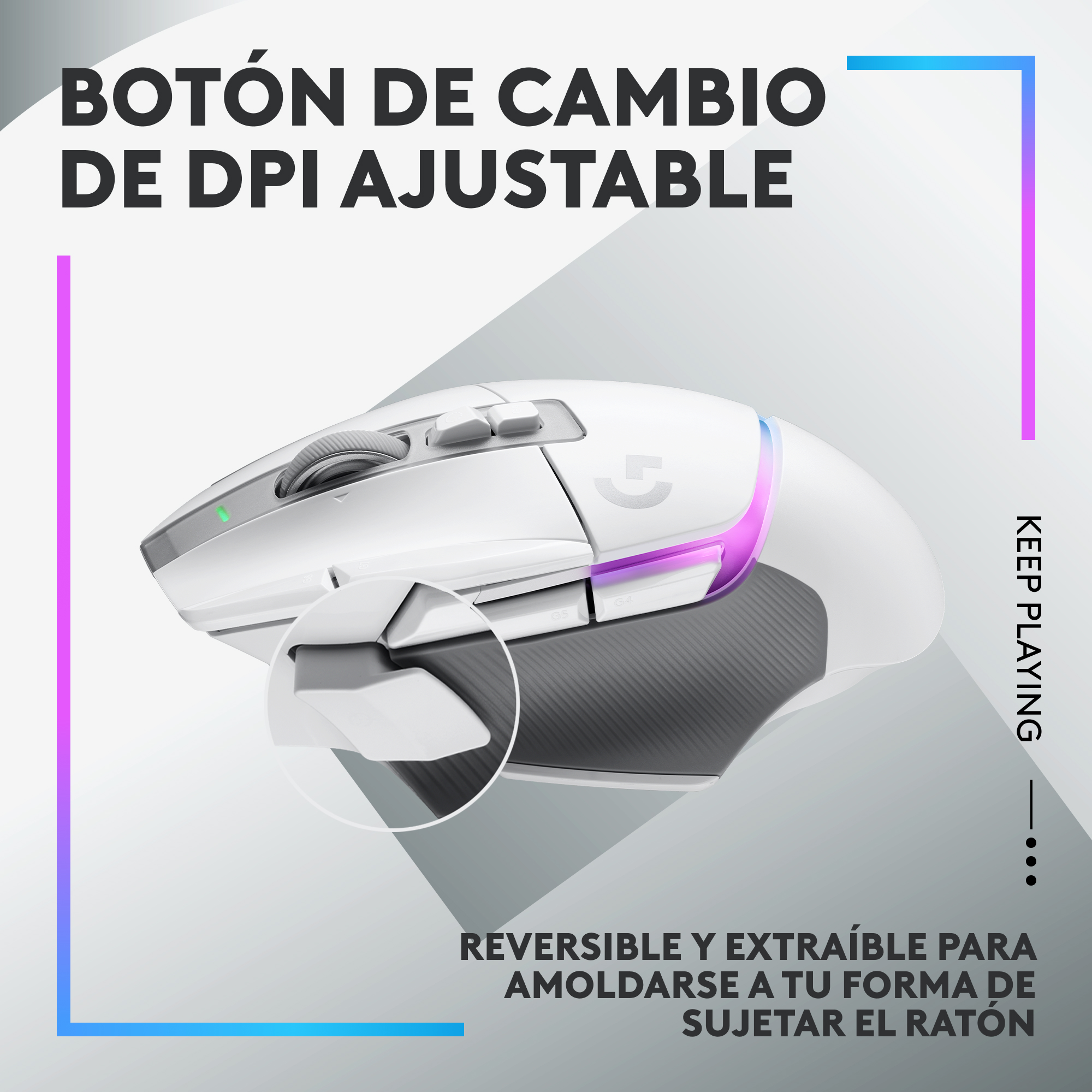 Mouse inalámbrico Logitech G502 X PLUS LIGHTSPEED RGB para juegos Blanco - 4