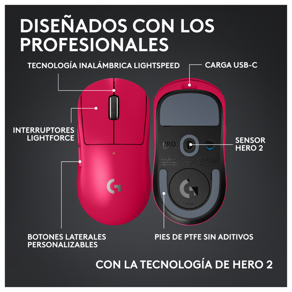 Mouse Inalámbrico Logitech G PRO X SUPERLIGHT 2C LIGHTSPEED Pink - 5