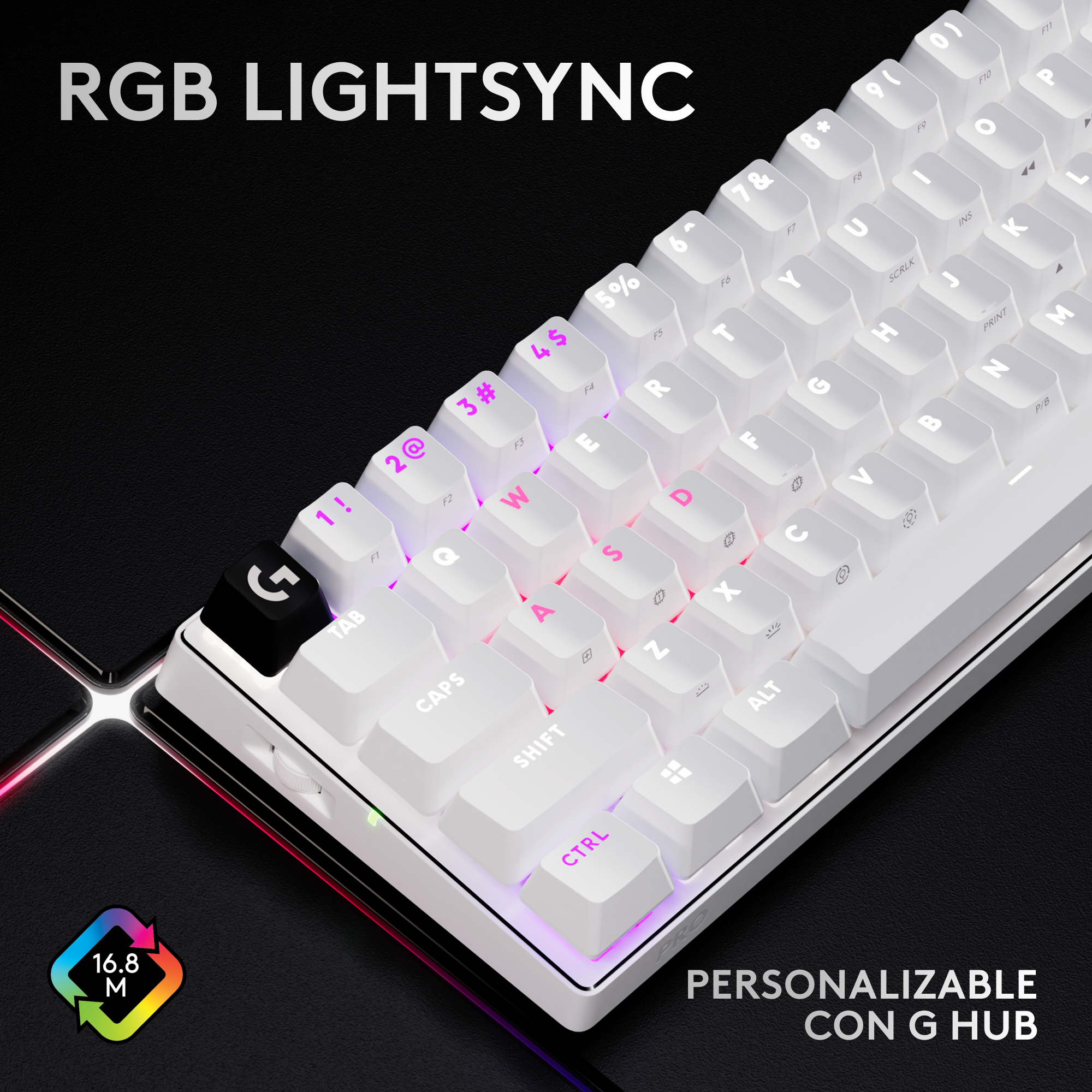 TECLADO LOGITECH PRO X 60 LIGHTSPEED BT/ÓPTICO/65 HRS/RGB WHITE - 6